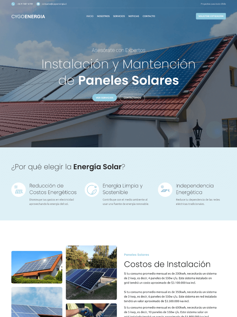 Página web para Cygo Energía