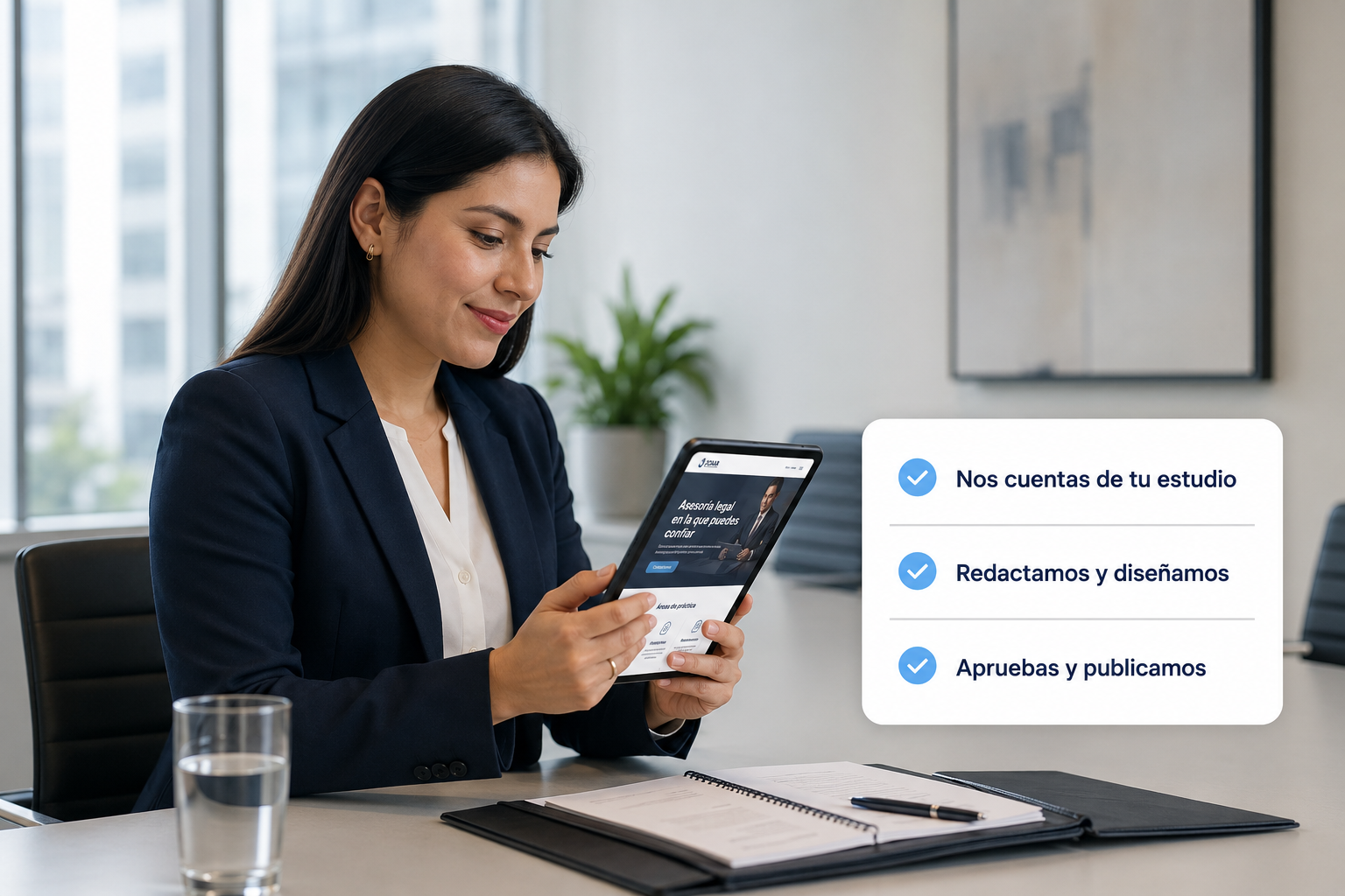 Abogada revisando la versión móvil de su página web