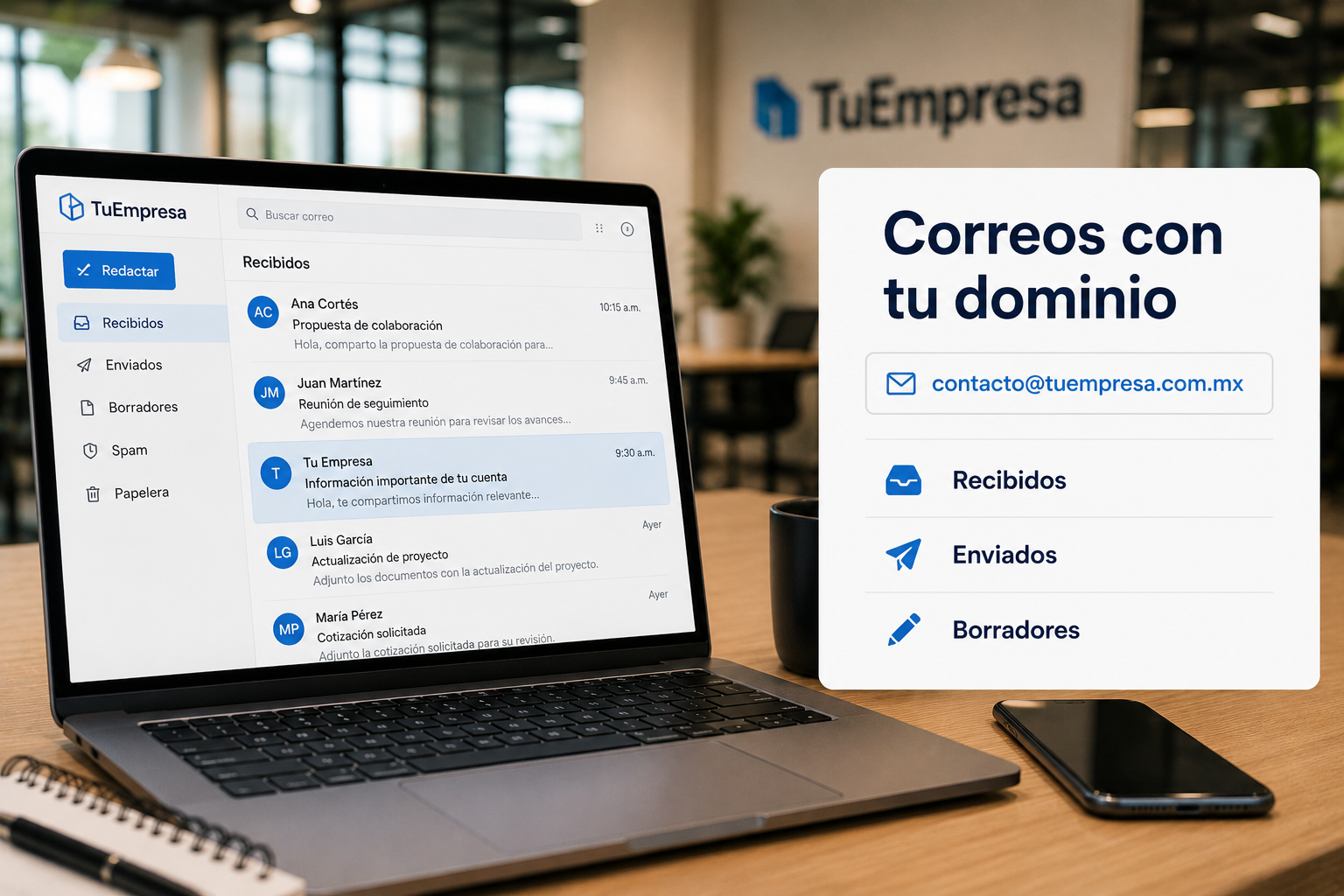 Correos corporativos con el dominio de tu empresa