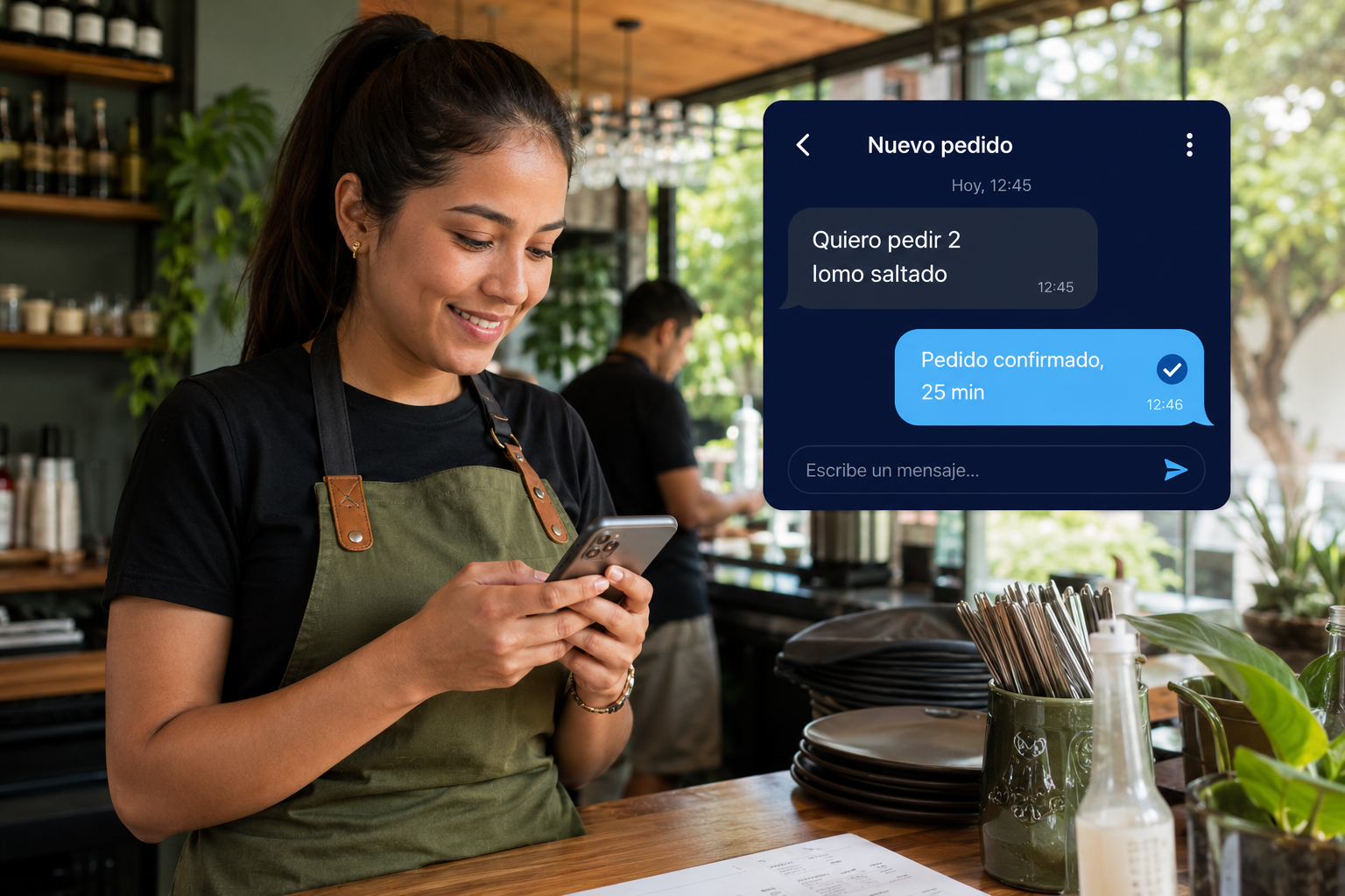 Pedido llegando directo al WhatsApp del restaurante