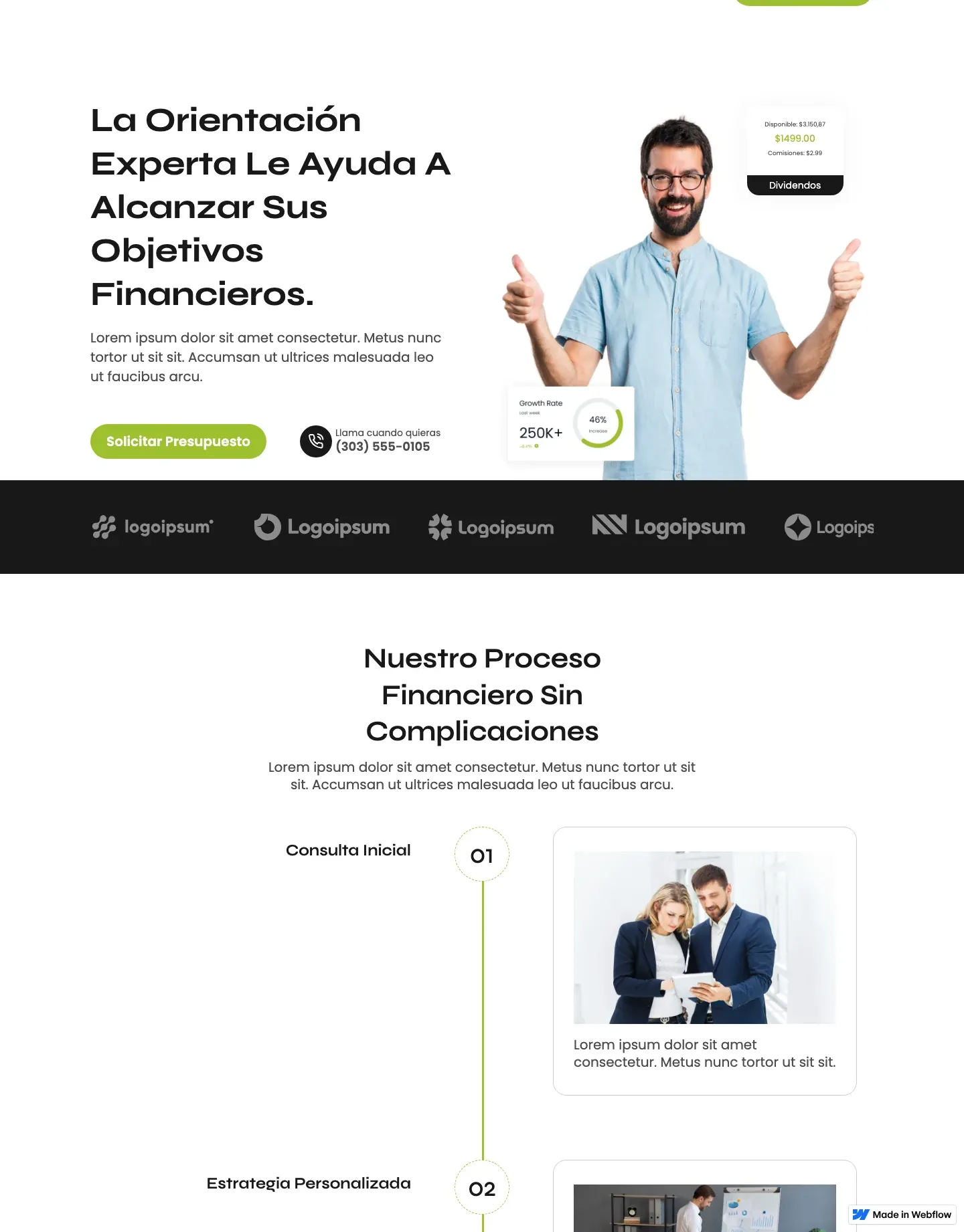 Diseño de página web para finanzas y seguros