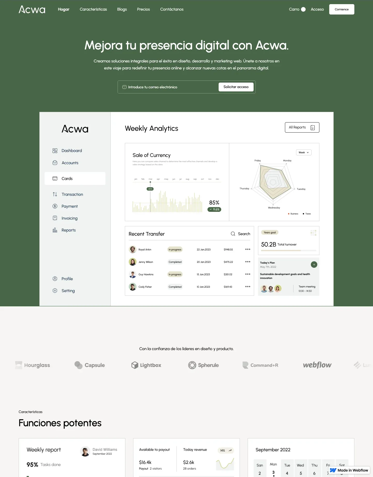 Diseño de página web para landing pages