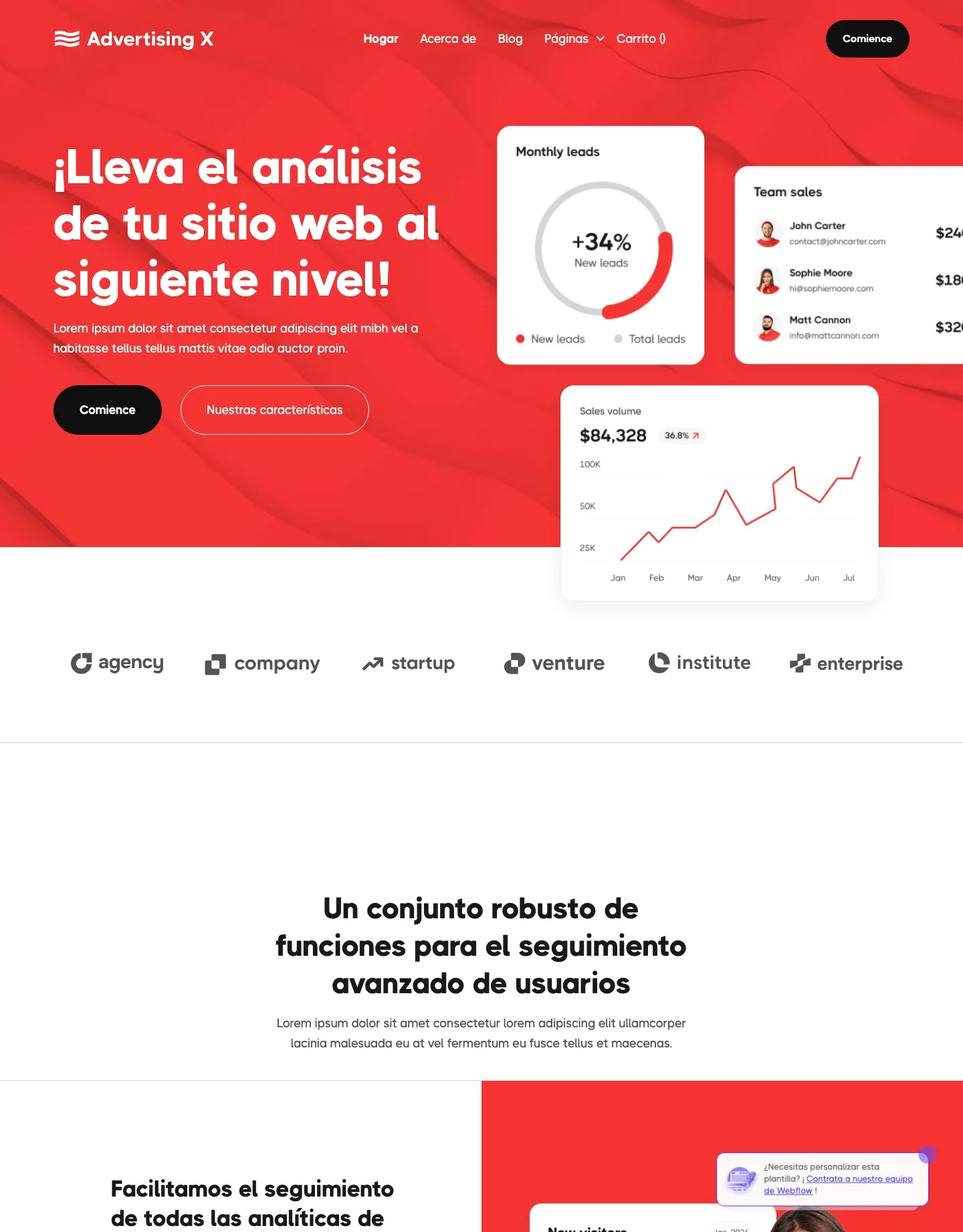 Diseño de página web para landing pages
