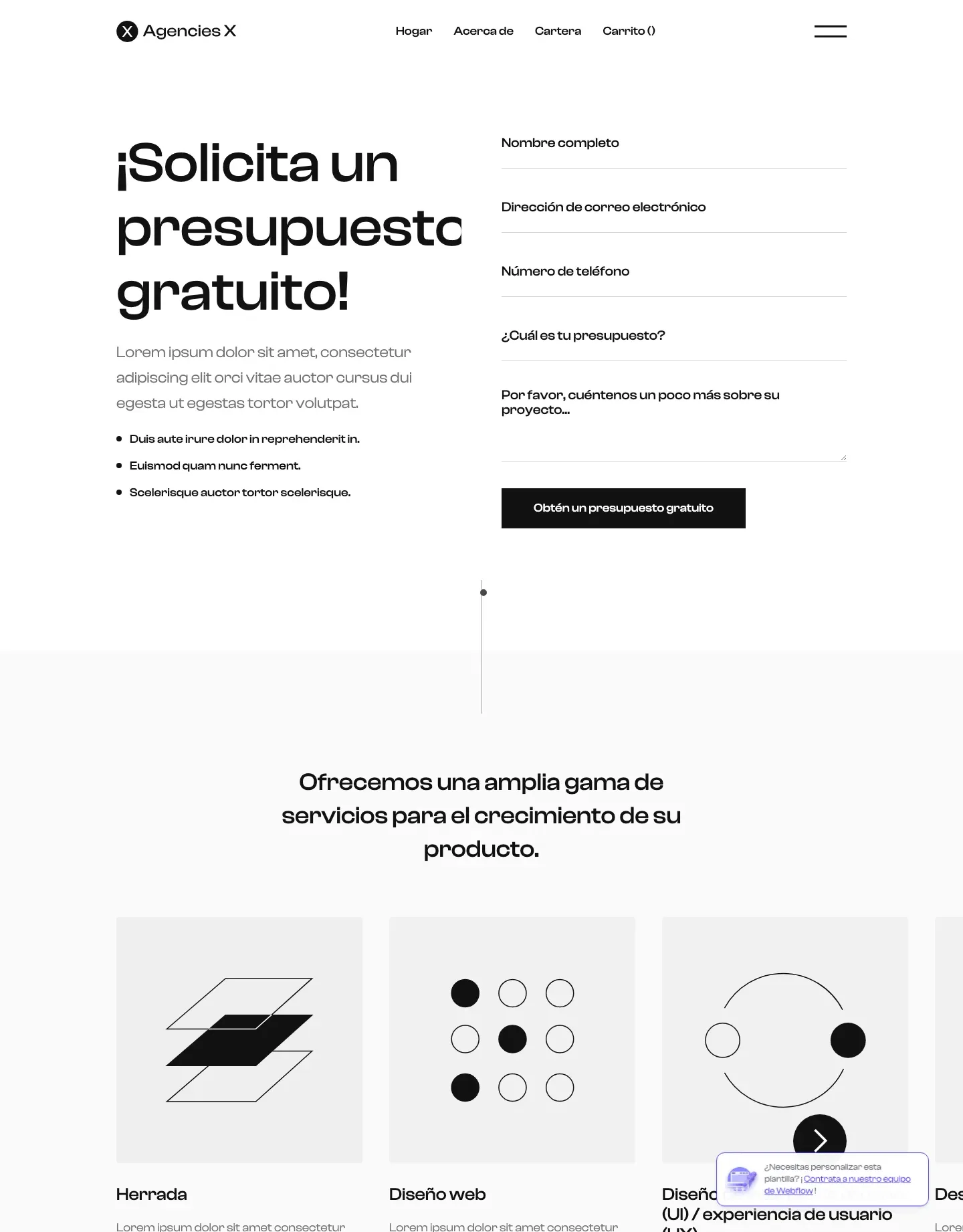 Diseño de página web para agencias y estudios
