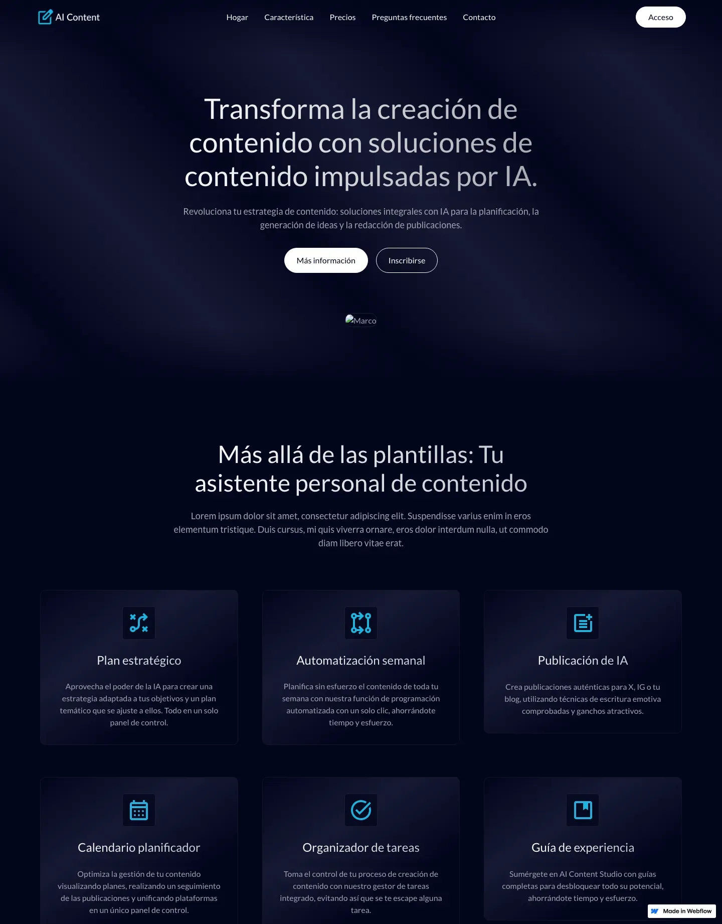 Diseño de página web para landing pages