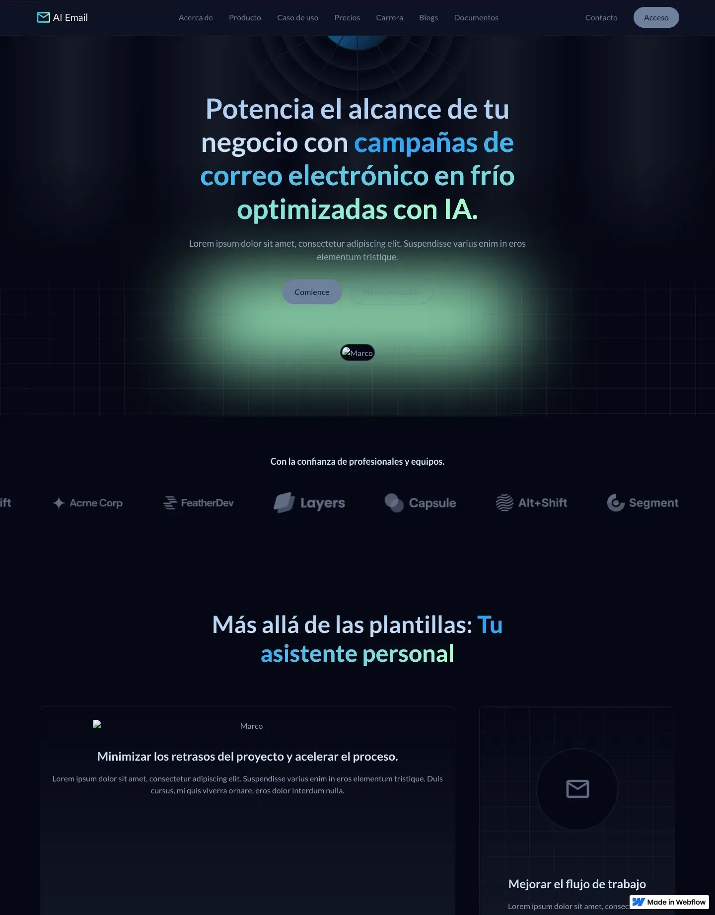 Diseño de página web para software y apps
