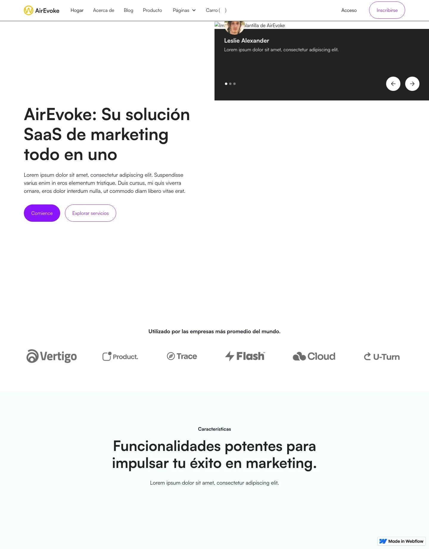 Diseño de página web para landing pages