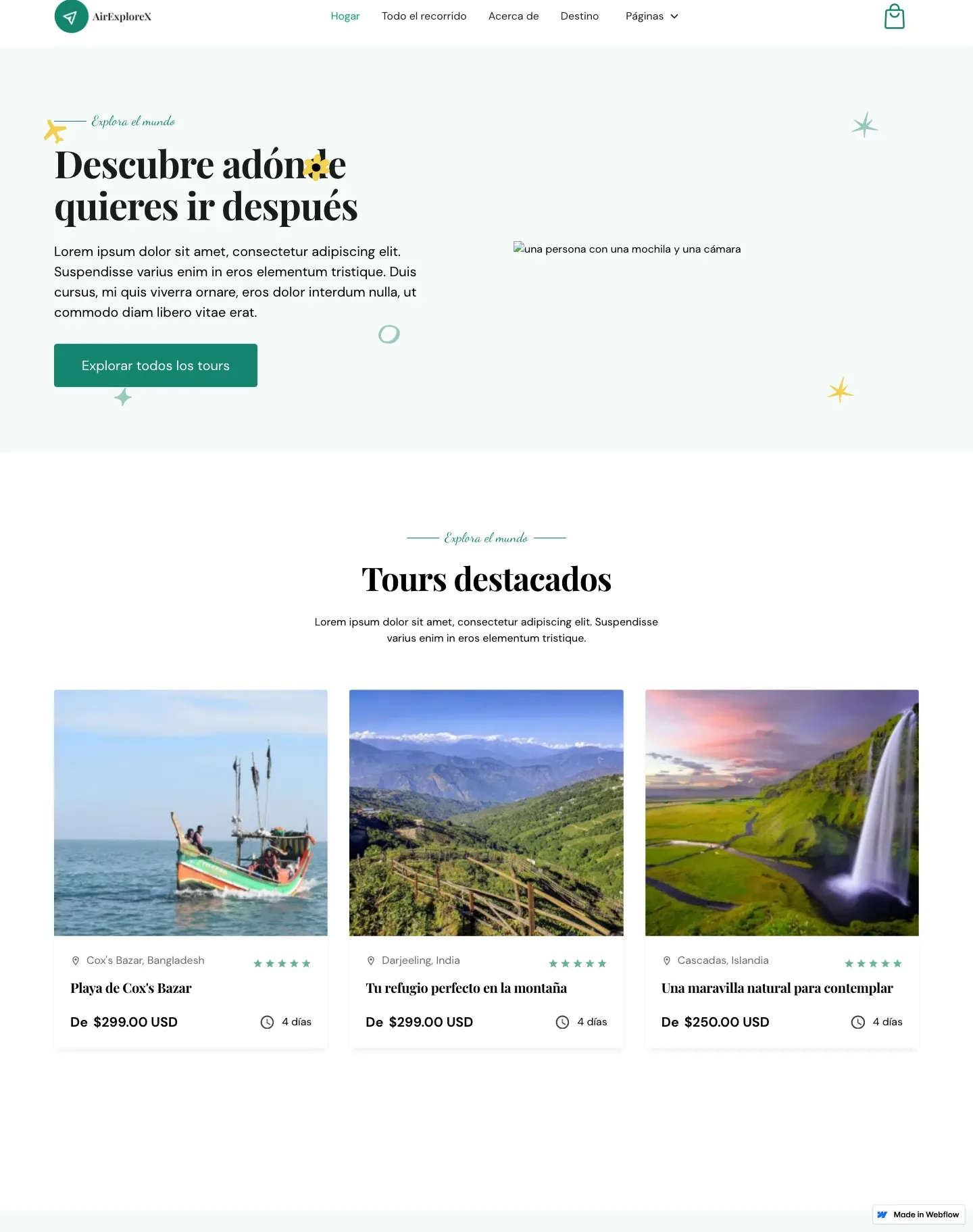 Diseño de página web para turismo y viajes