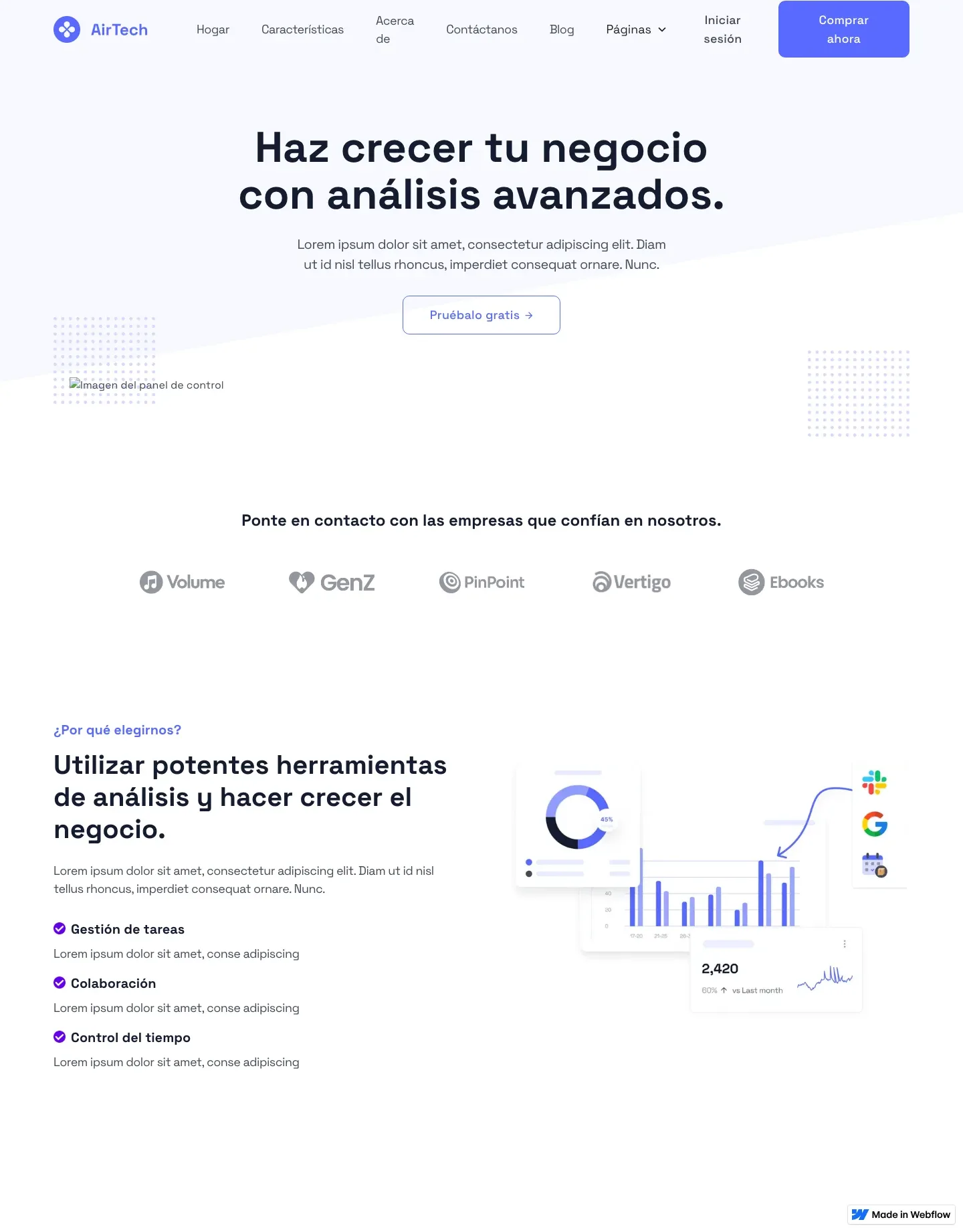 Diseño de página web para landing pages