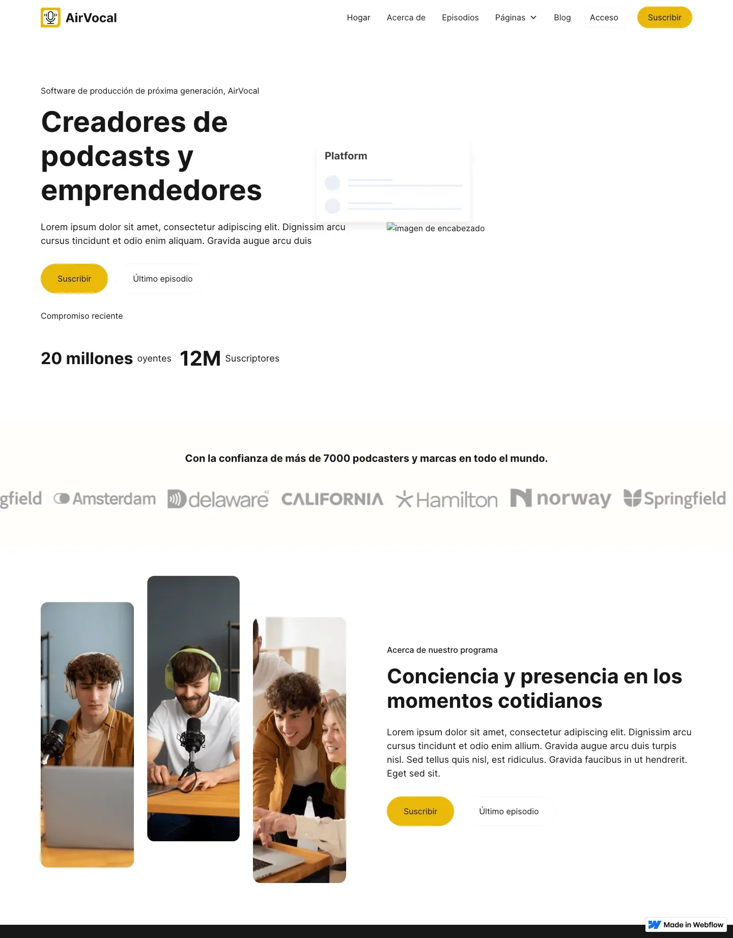 Diseño de página web para música y entretenimiento