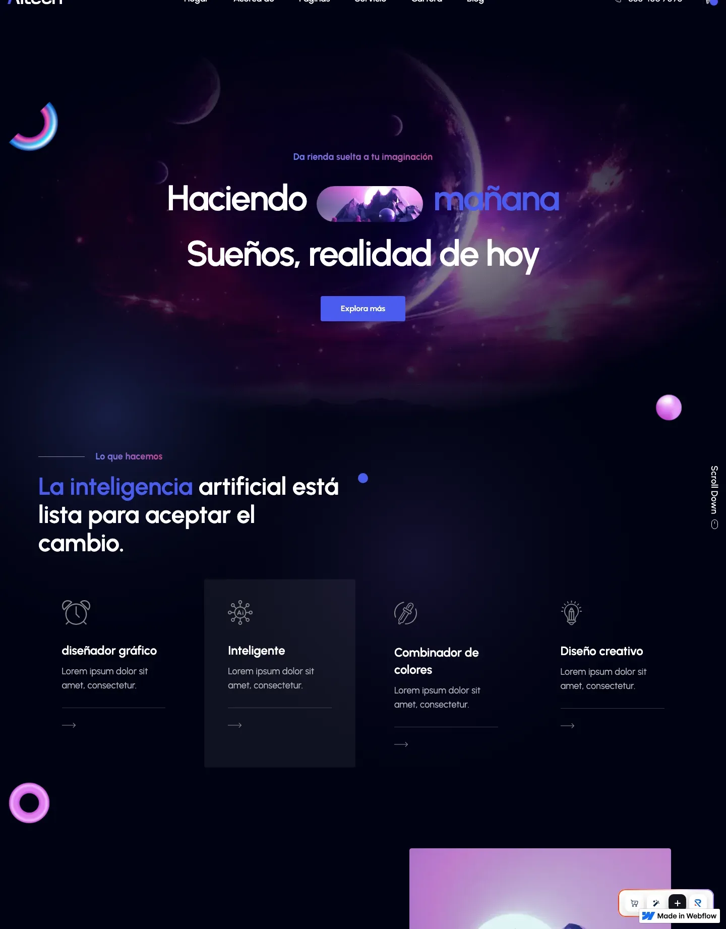 Diseño de página web para software y apps