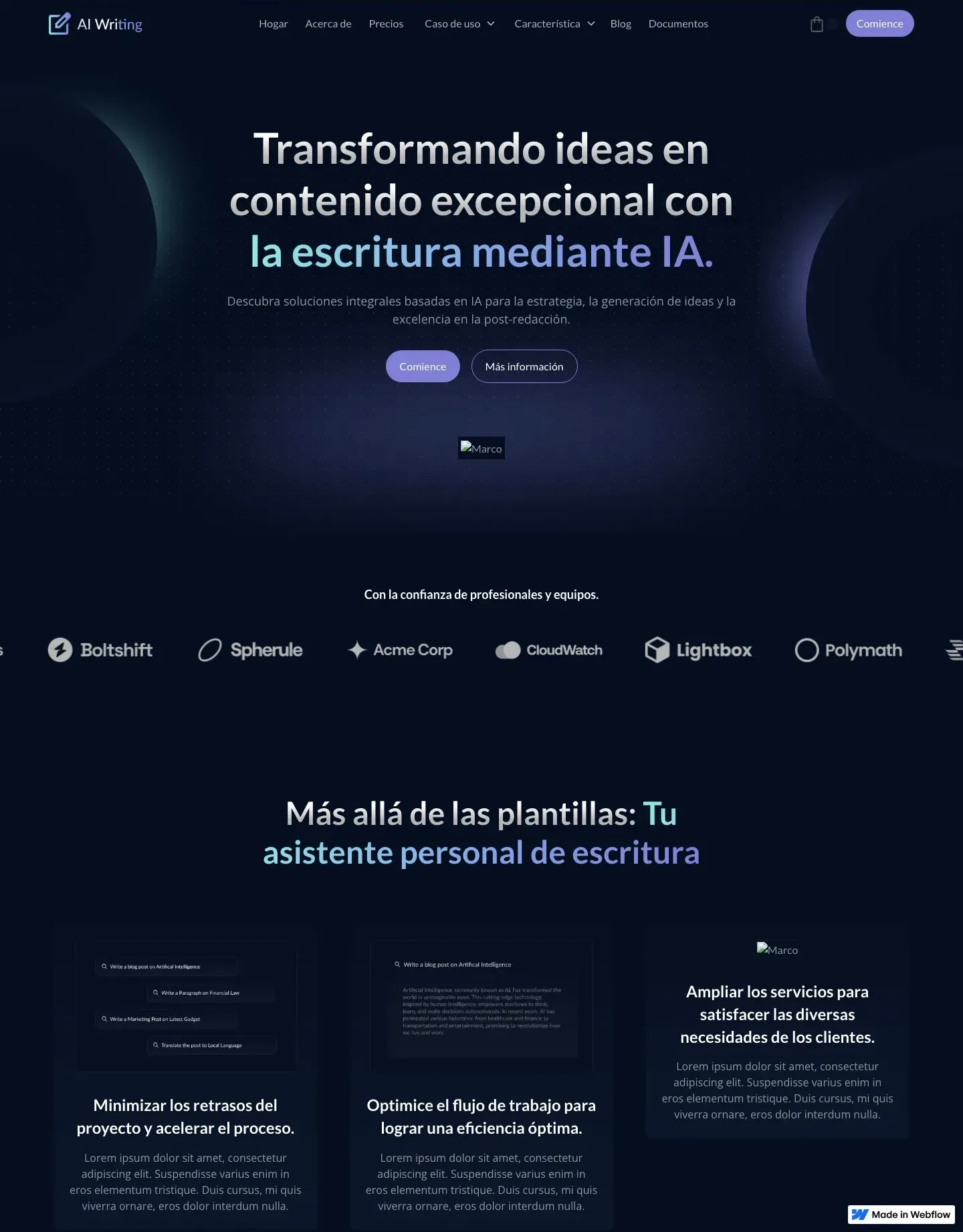 Diseño de página web para landing pages
