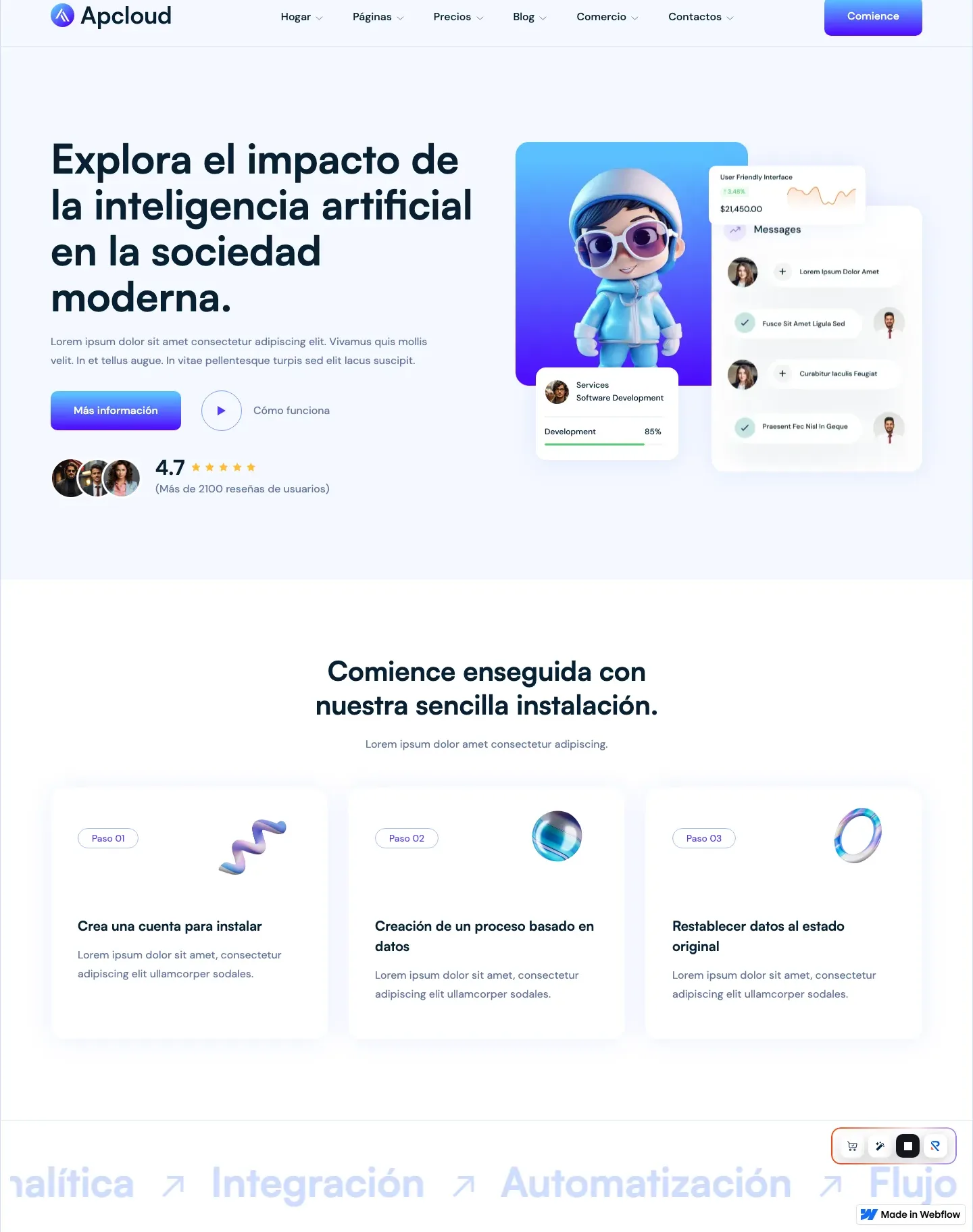 Diseño de página web para landing pages
