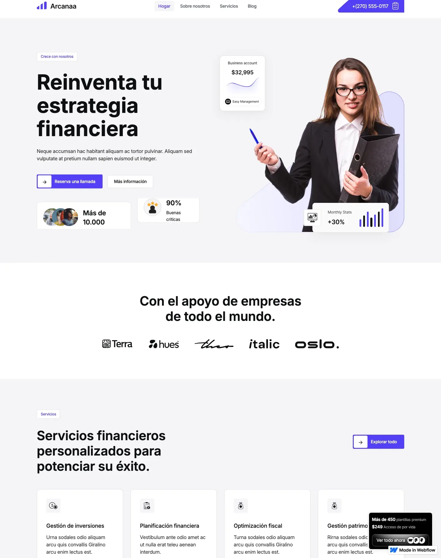 Diseño de página web para finanzas y seguros
