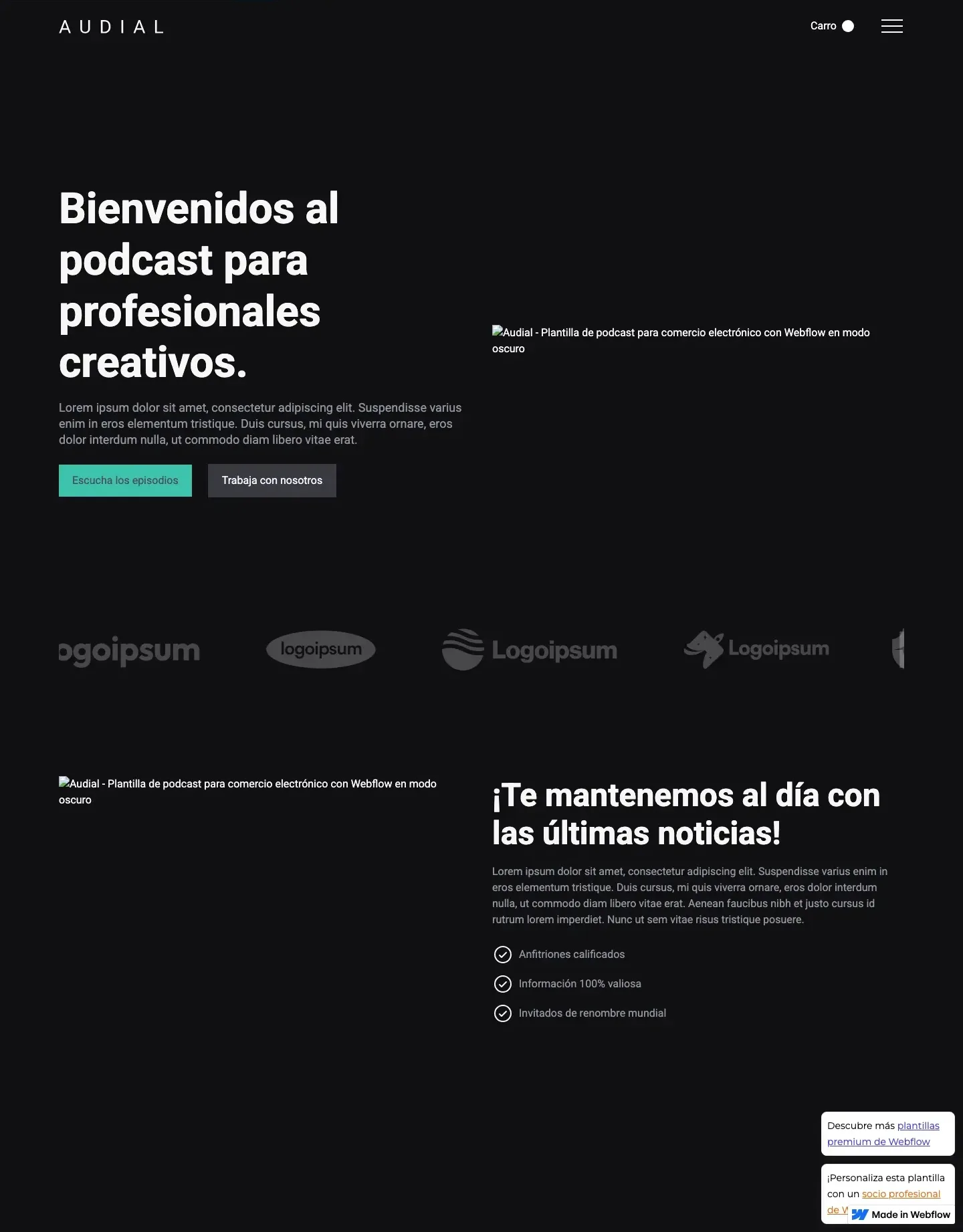 Diseño de página web para música y entretenimiento