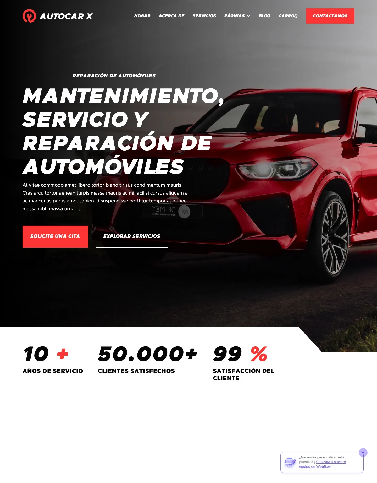 Diseño de página web para talleres y automotriz