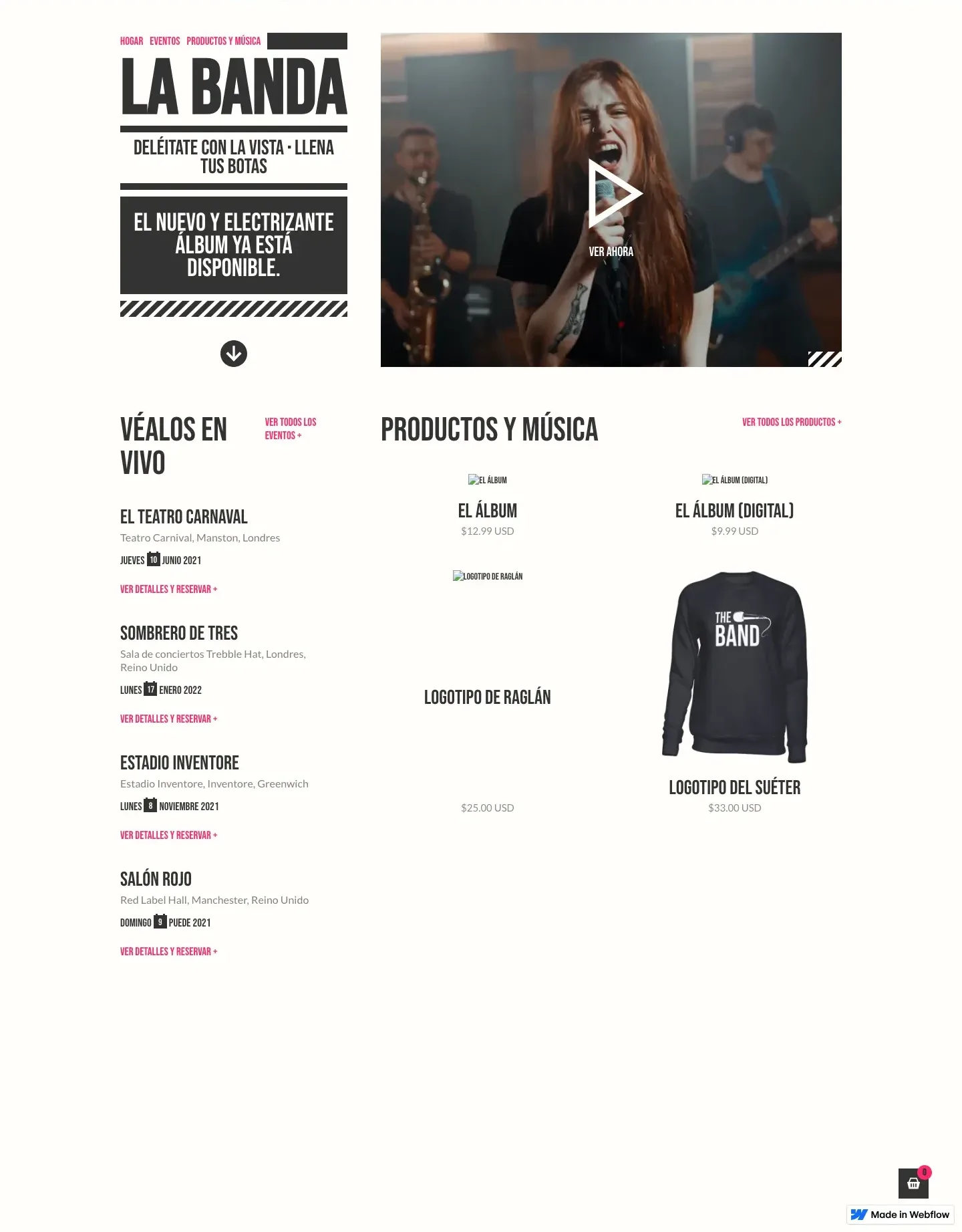 Diseño de página web para música y entretenimiento