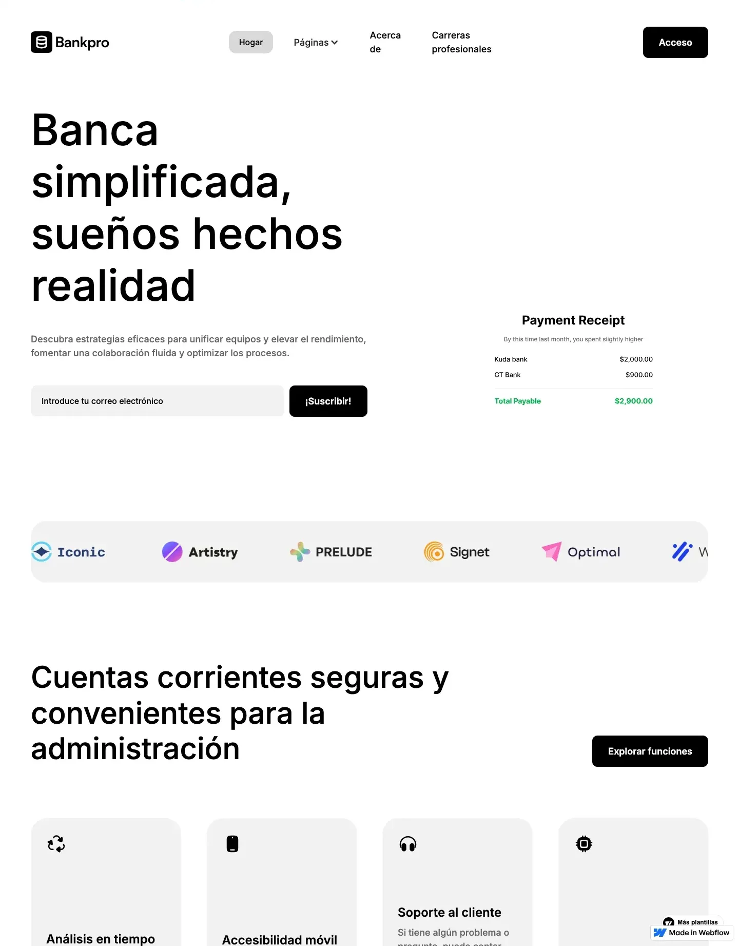Diseño de página web para finanzas y seguros