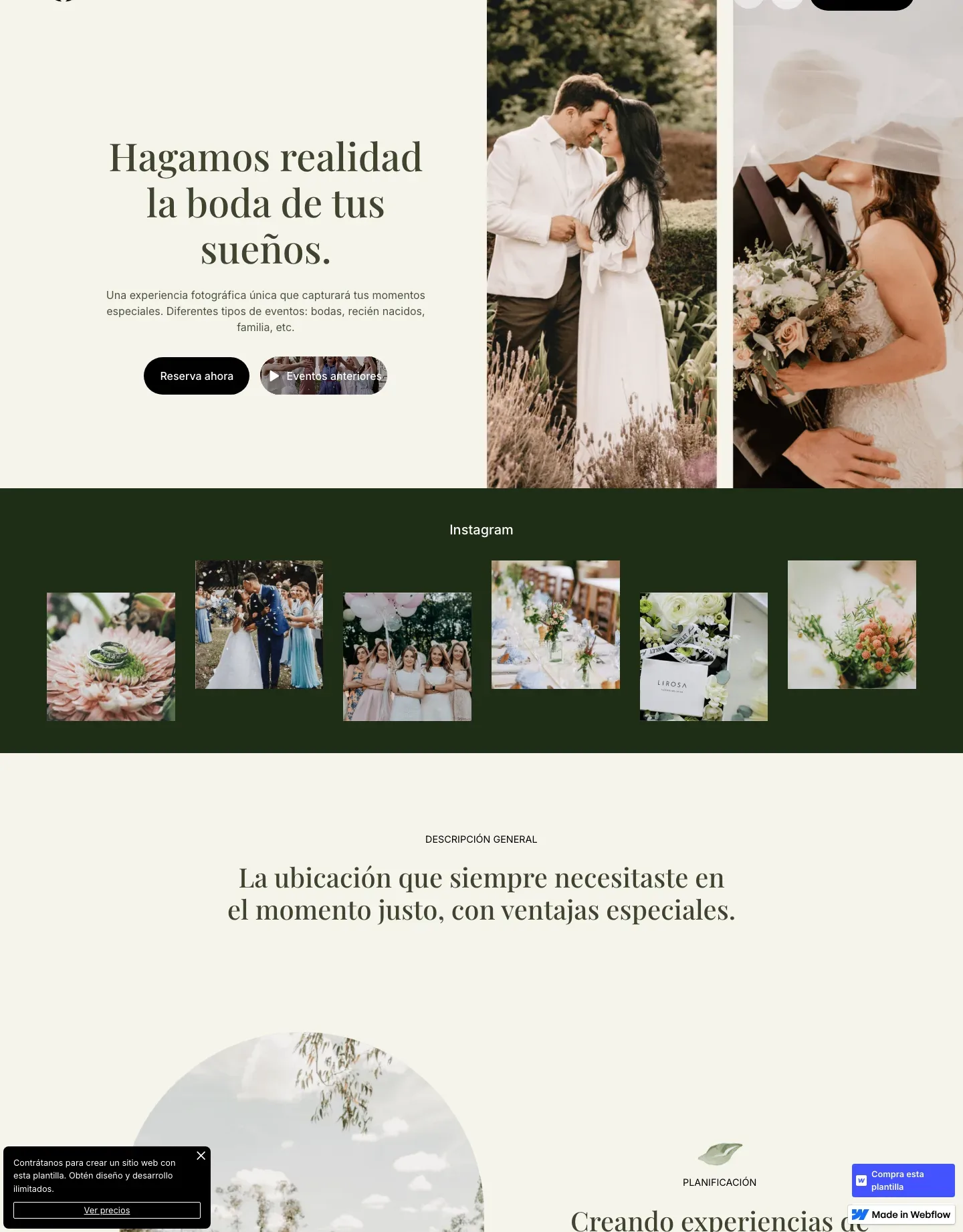 Diseño de página web para fotografía y eventos