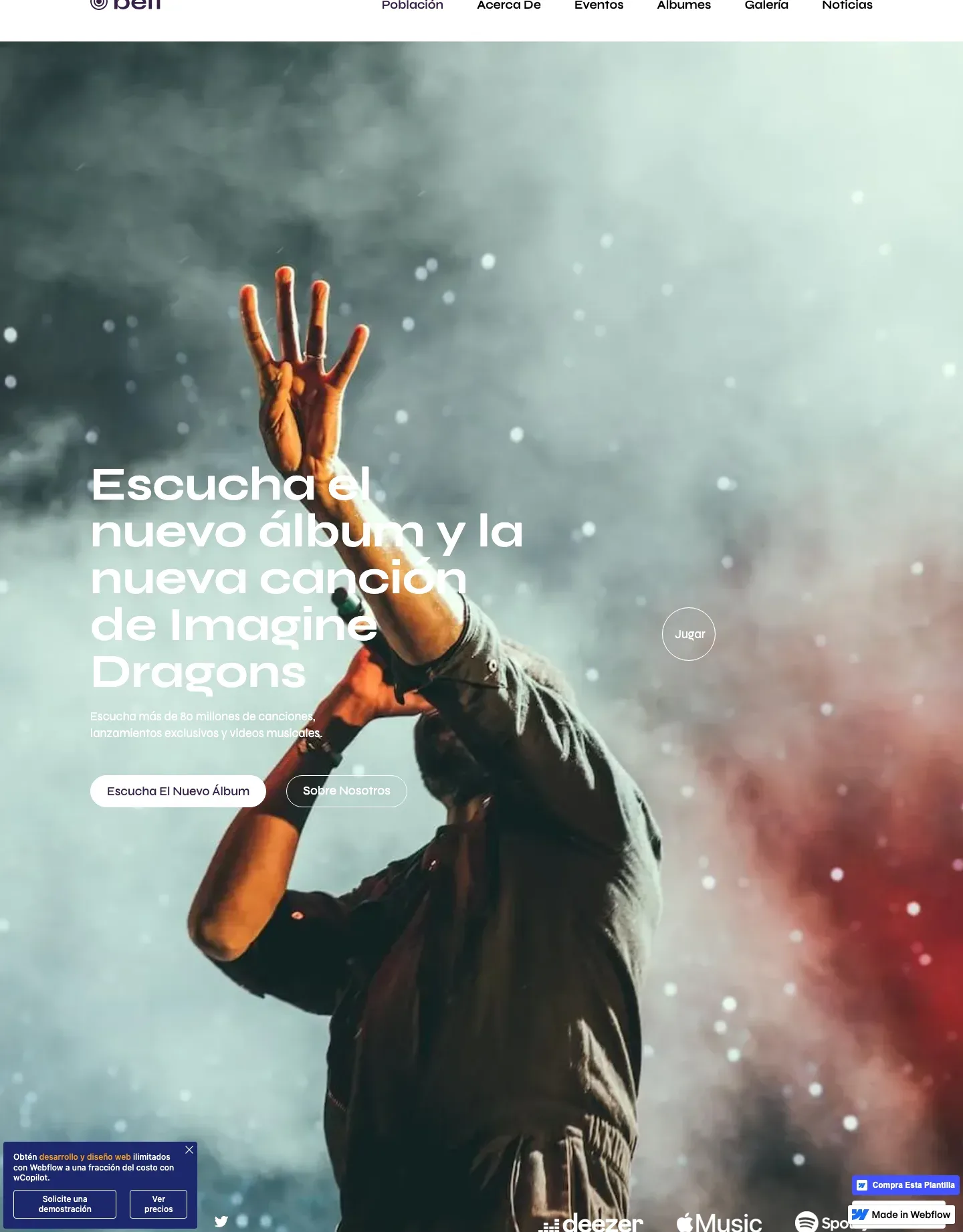 Diseño de página web para música y entretenimiento