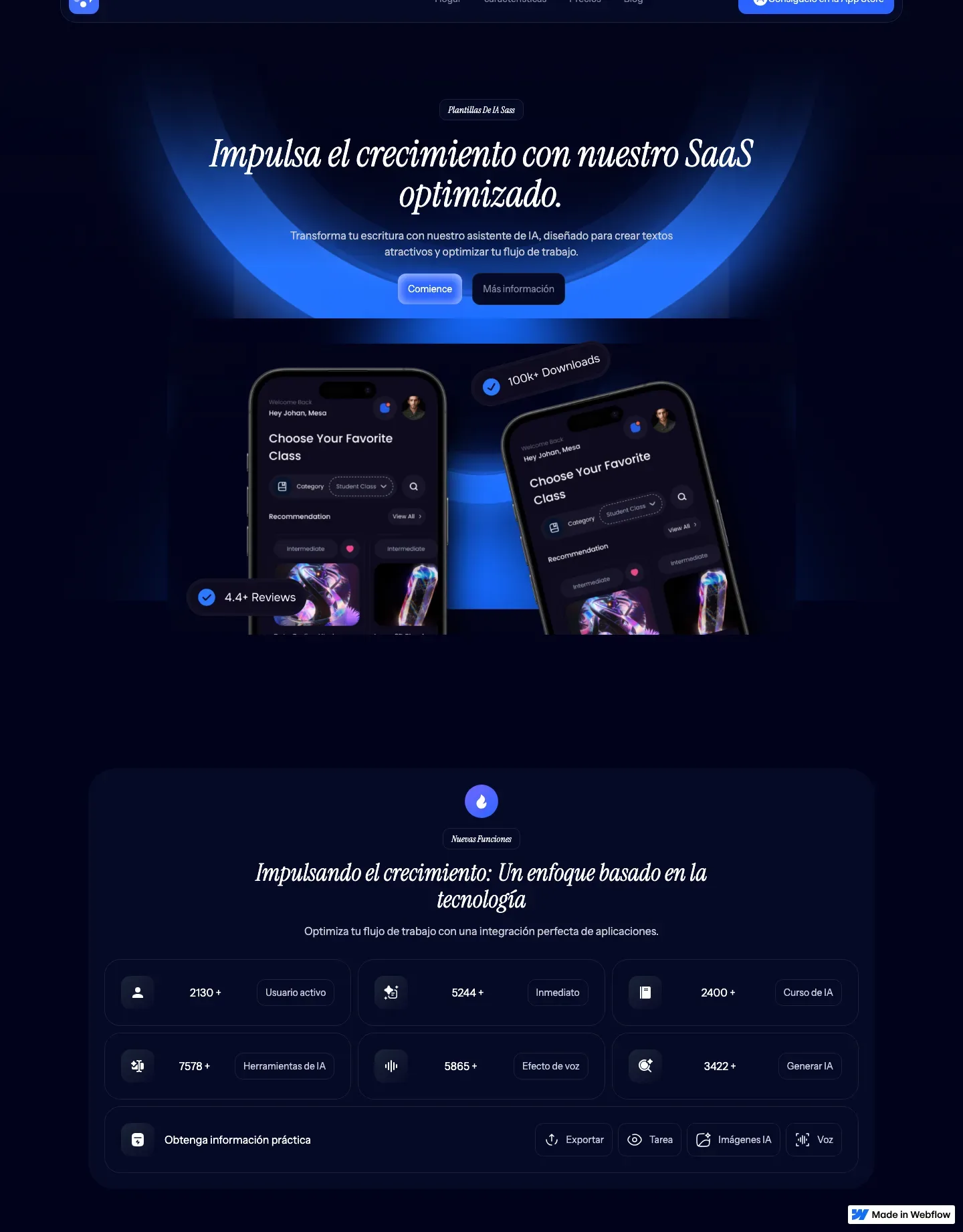 Diseño de página web para software y apps