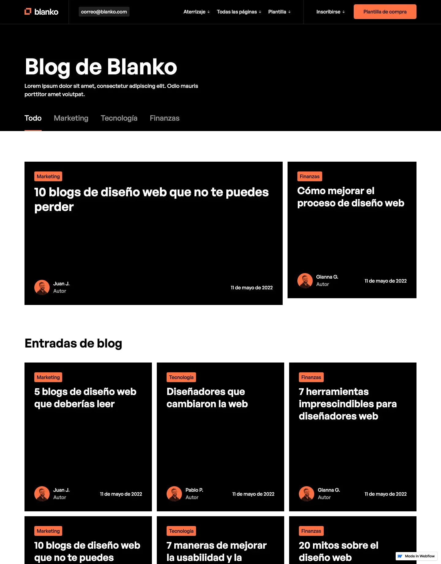 Diseño de página web para finanzas y seguros