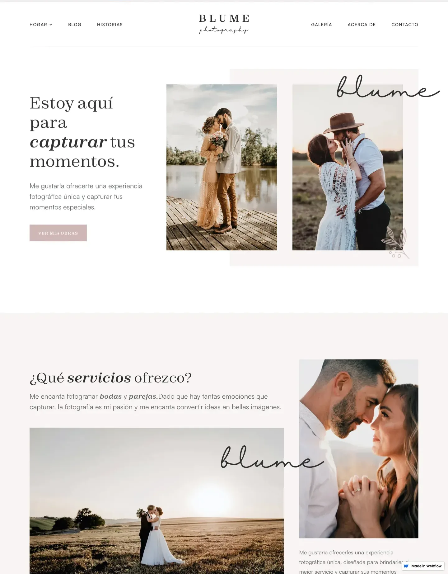 Diseño de página web para fotografía y eventos