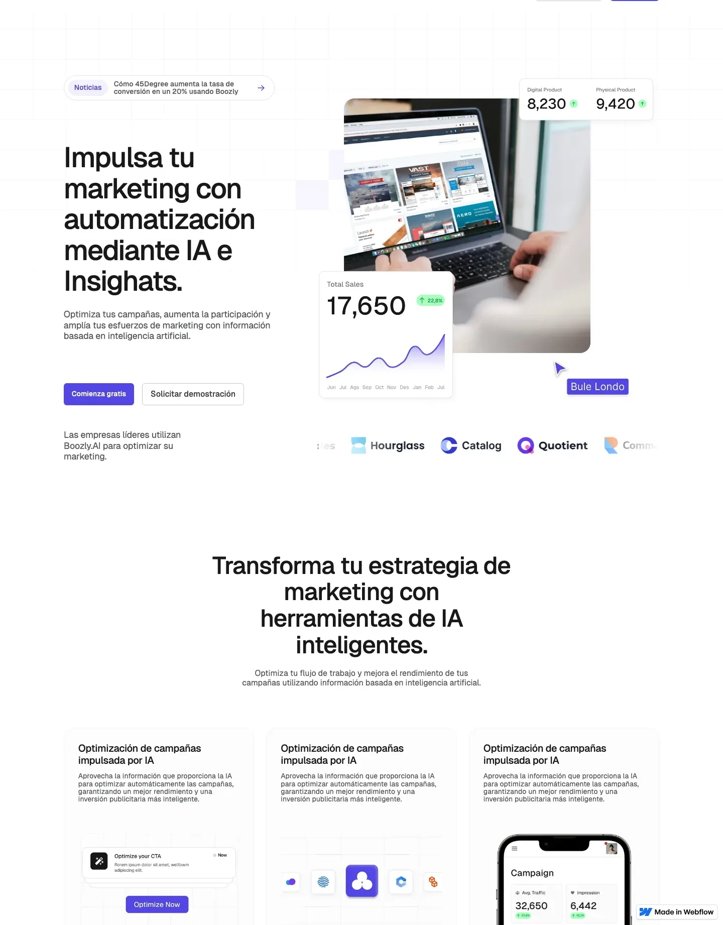 Diseño de página web para software y apps