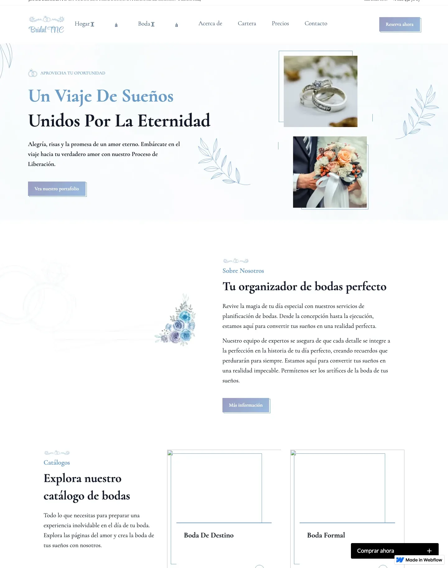 Diseño de página web para fotografía y eventos