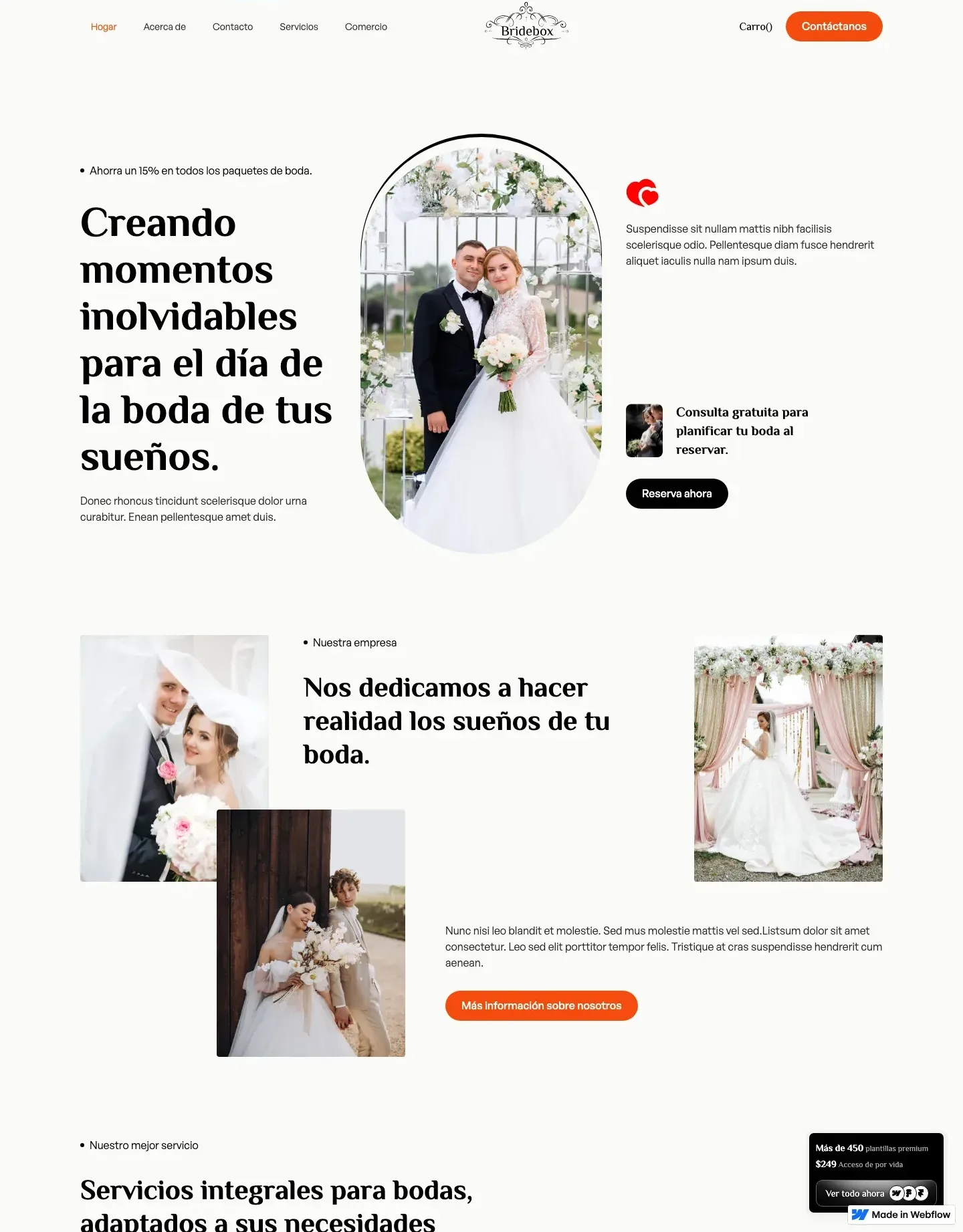 Diseño de página web para fotografía y eventos