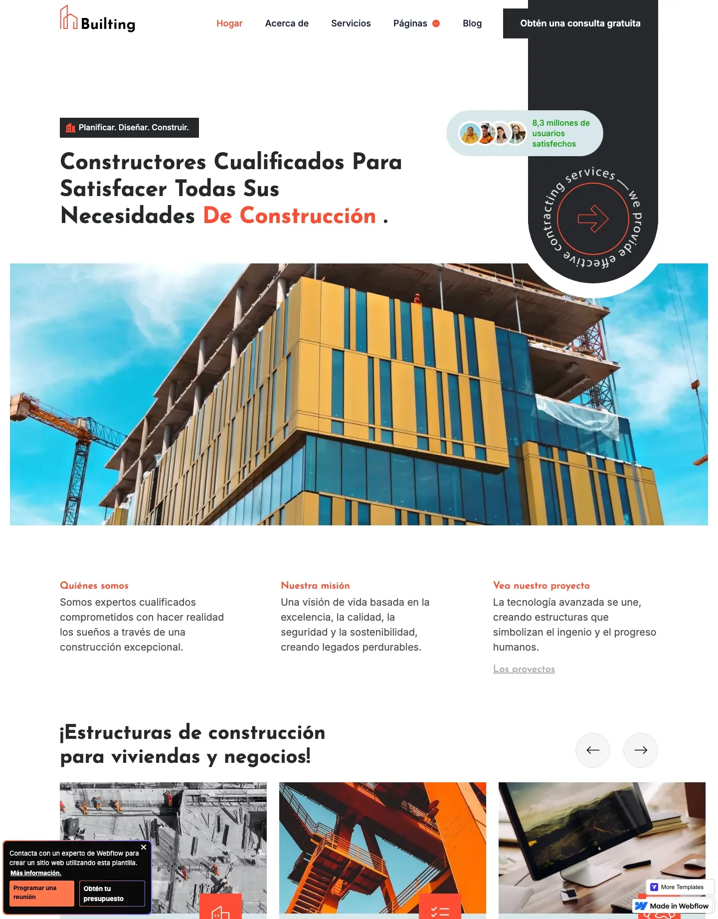 Diseño de página web para construcción y arquitectura