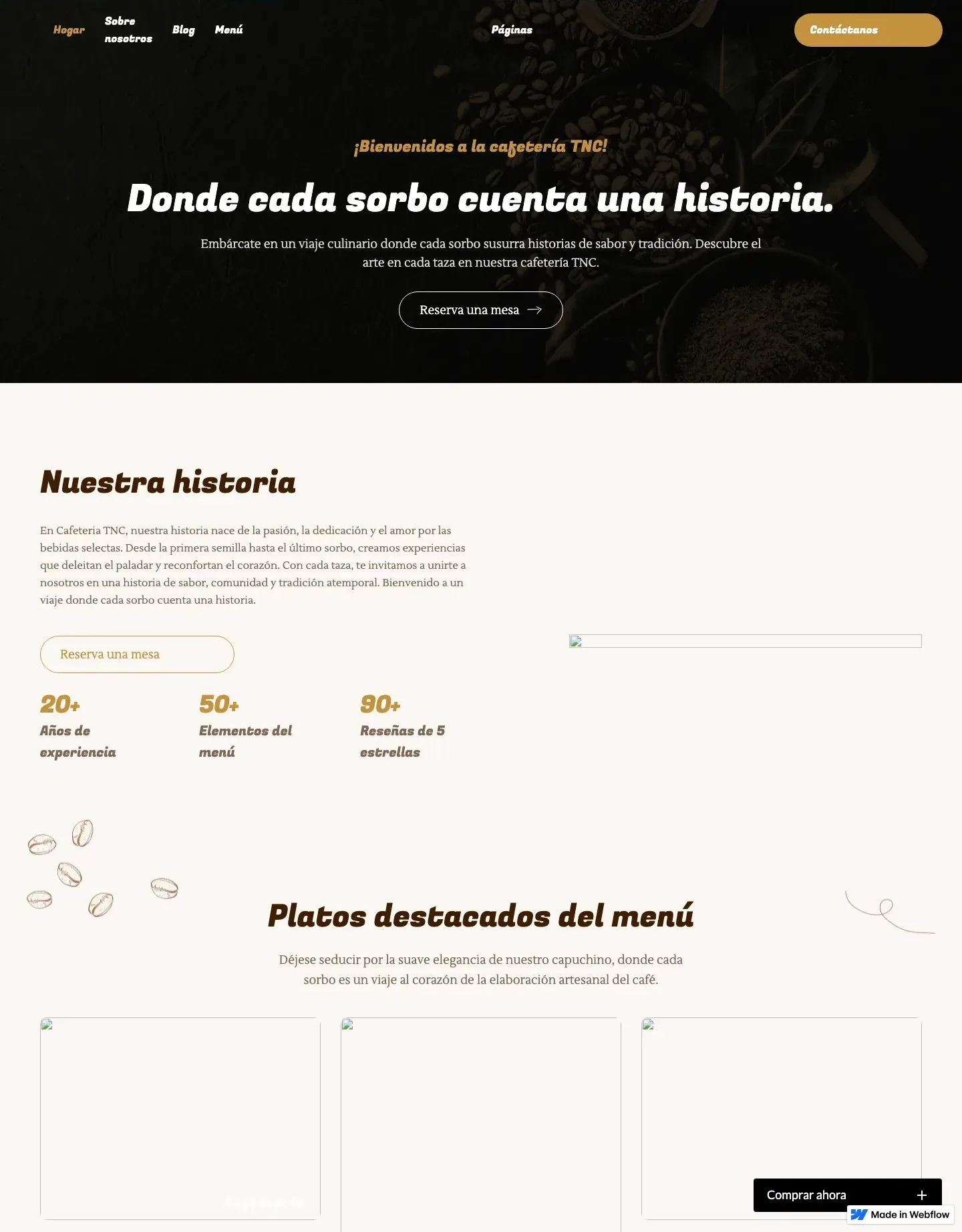 Diseño de página web para restaurantes y cafés
