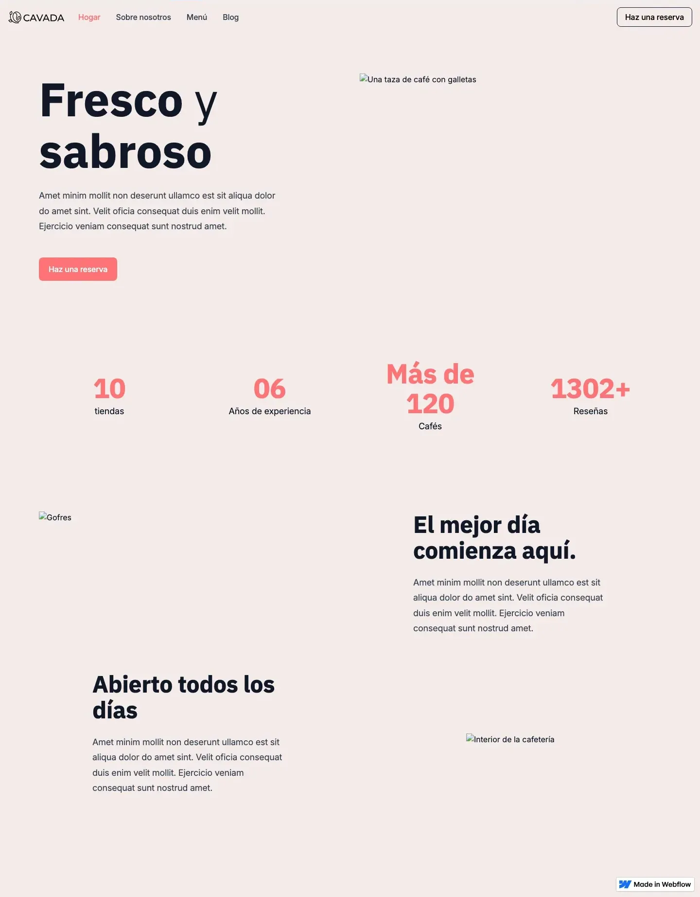 Diseño de página web para restaurantes y cafés