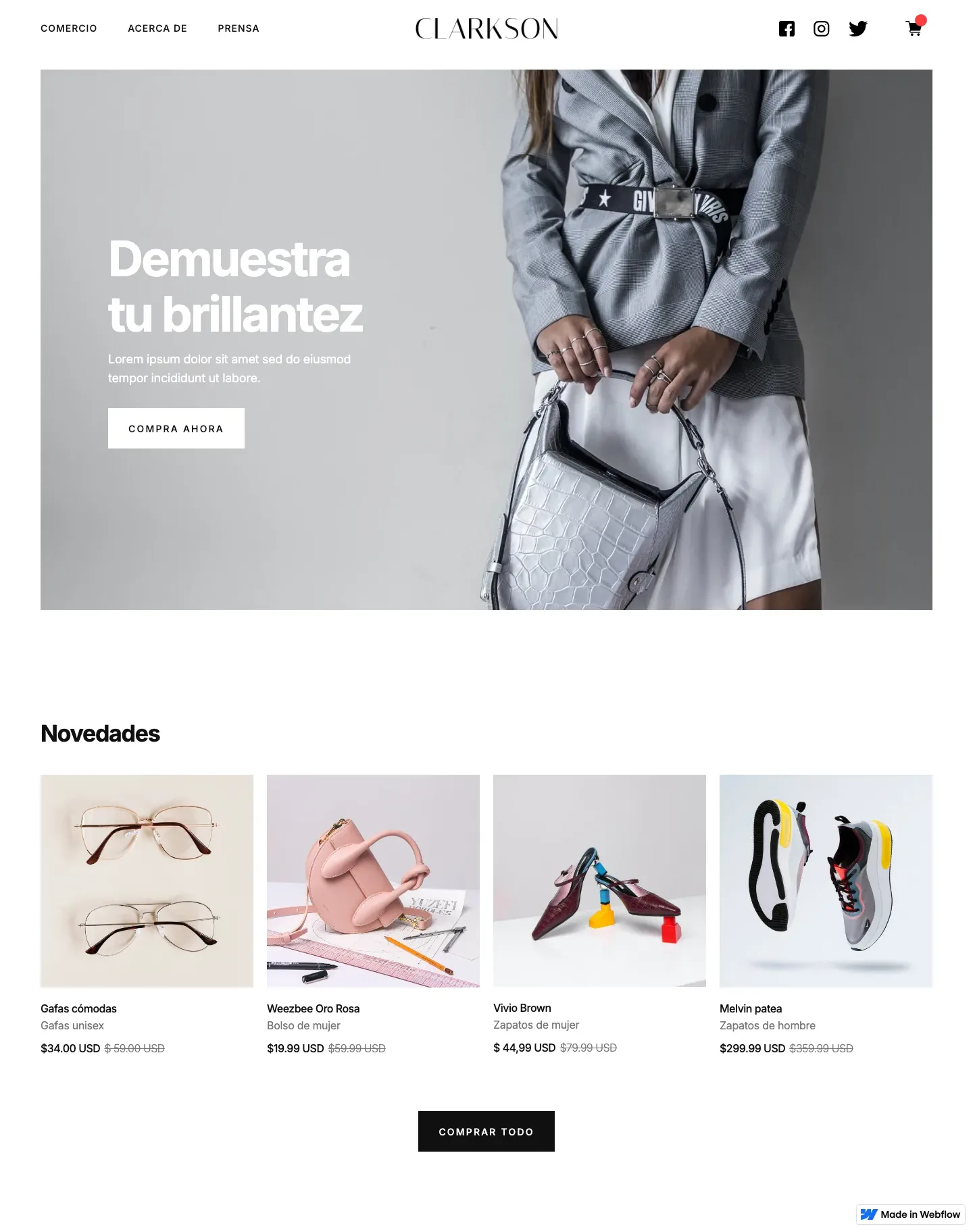Diseño de página web para tienda en línea