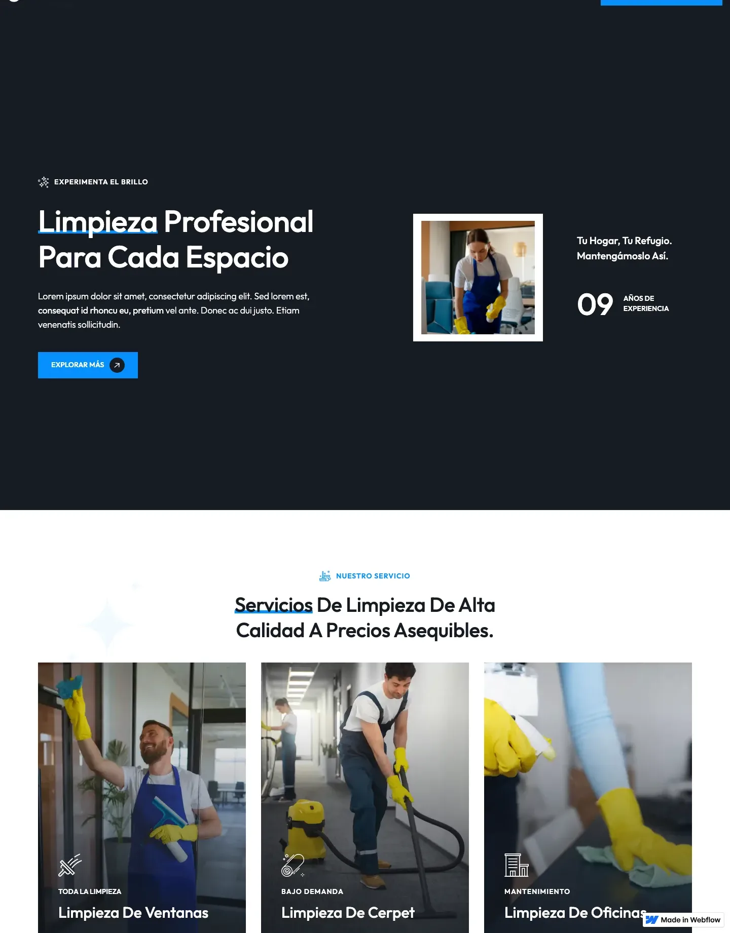 Diseño de página web para servicios y mantenimiento
