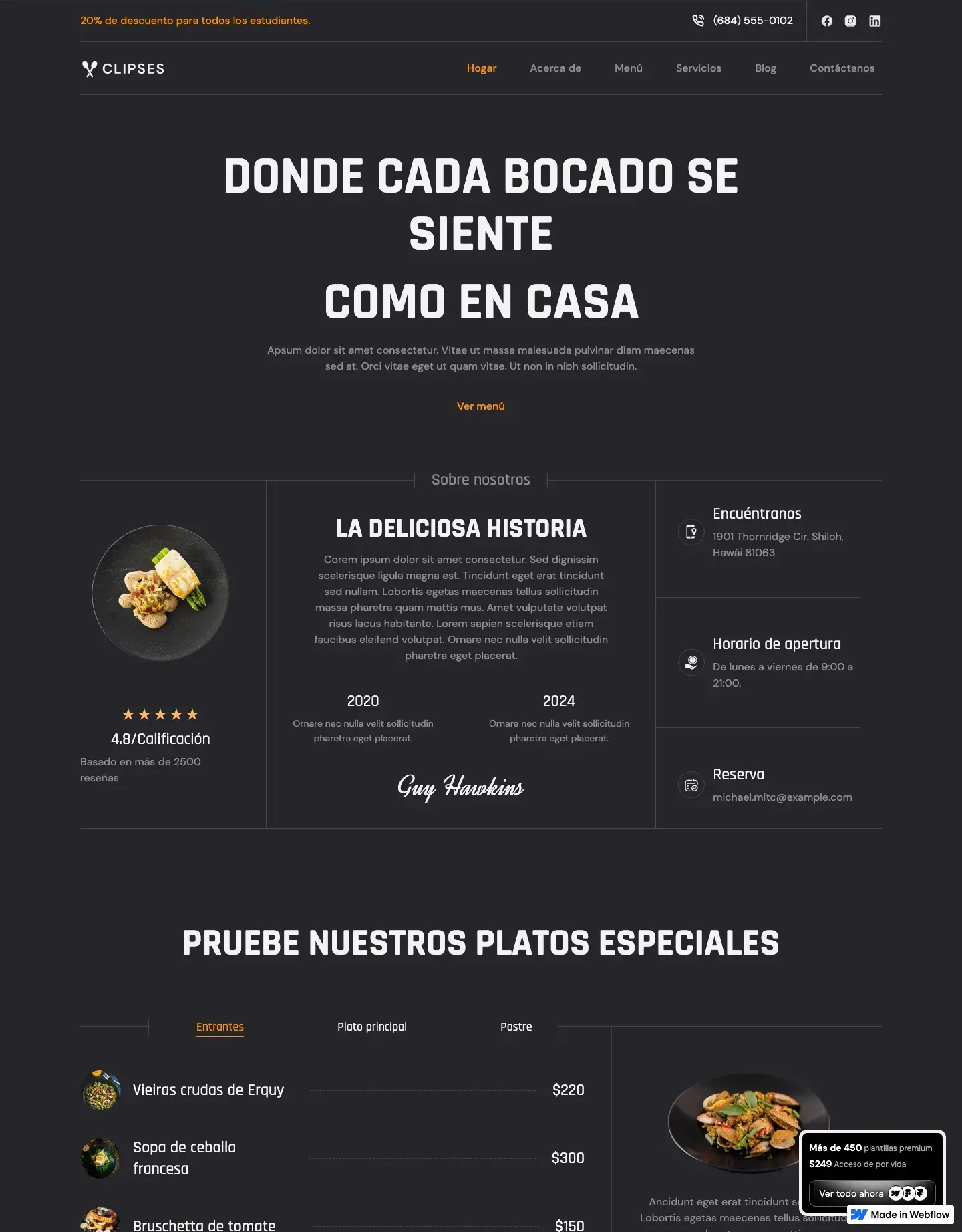 Diseño de página web para restaurantes y cafés