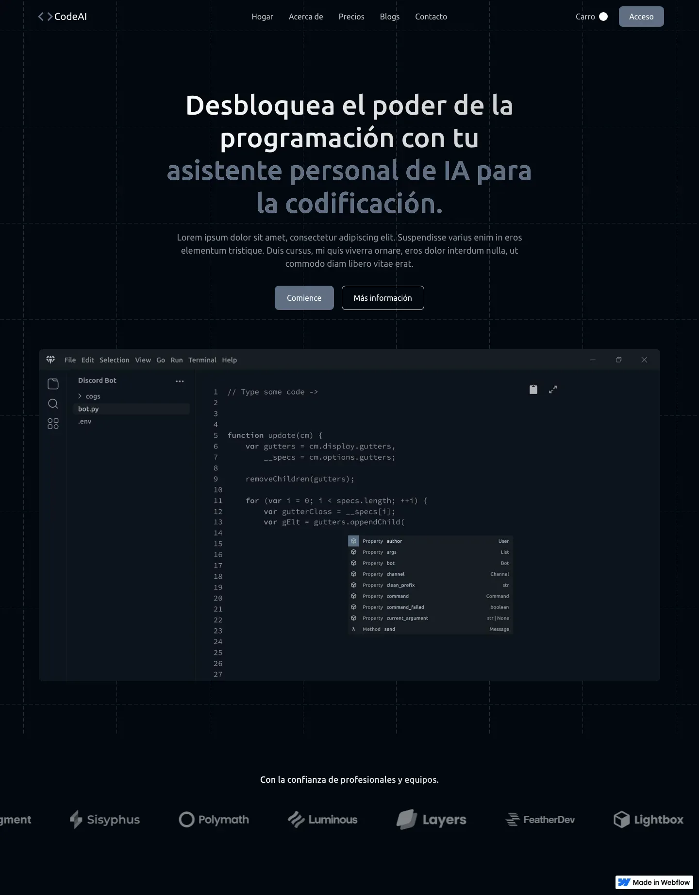 Diseño de página web para landing pages