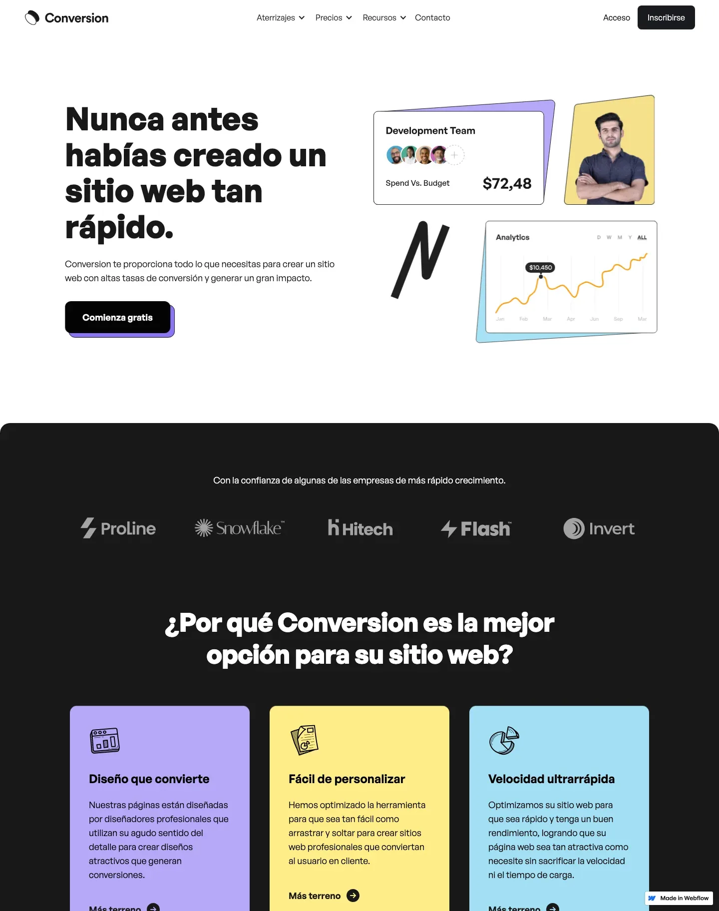 Diseño de página web para landing pages
