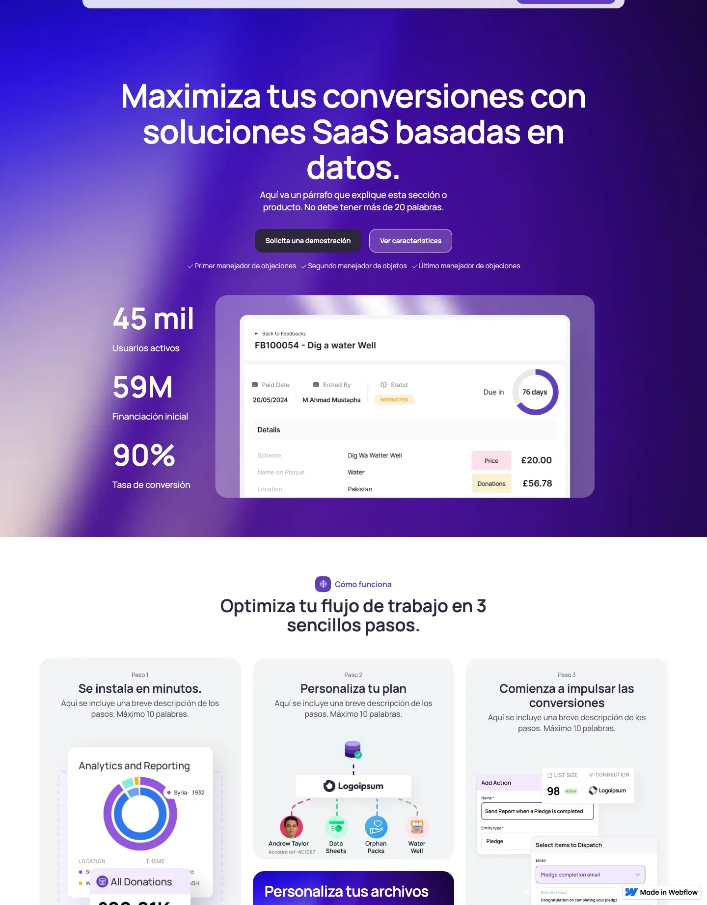Diseño de página web para landing pages