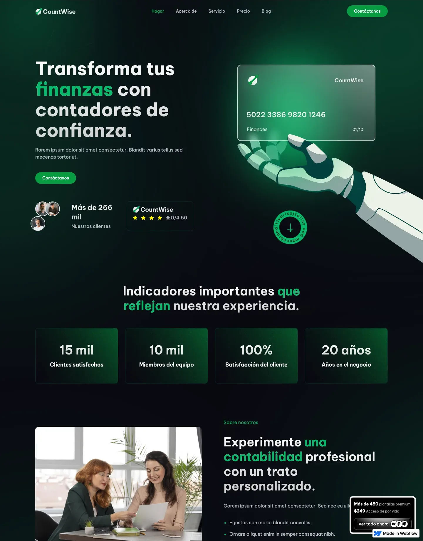 Diseño de página web para finanzas y seguros