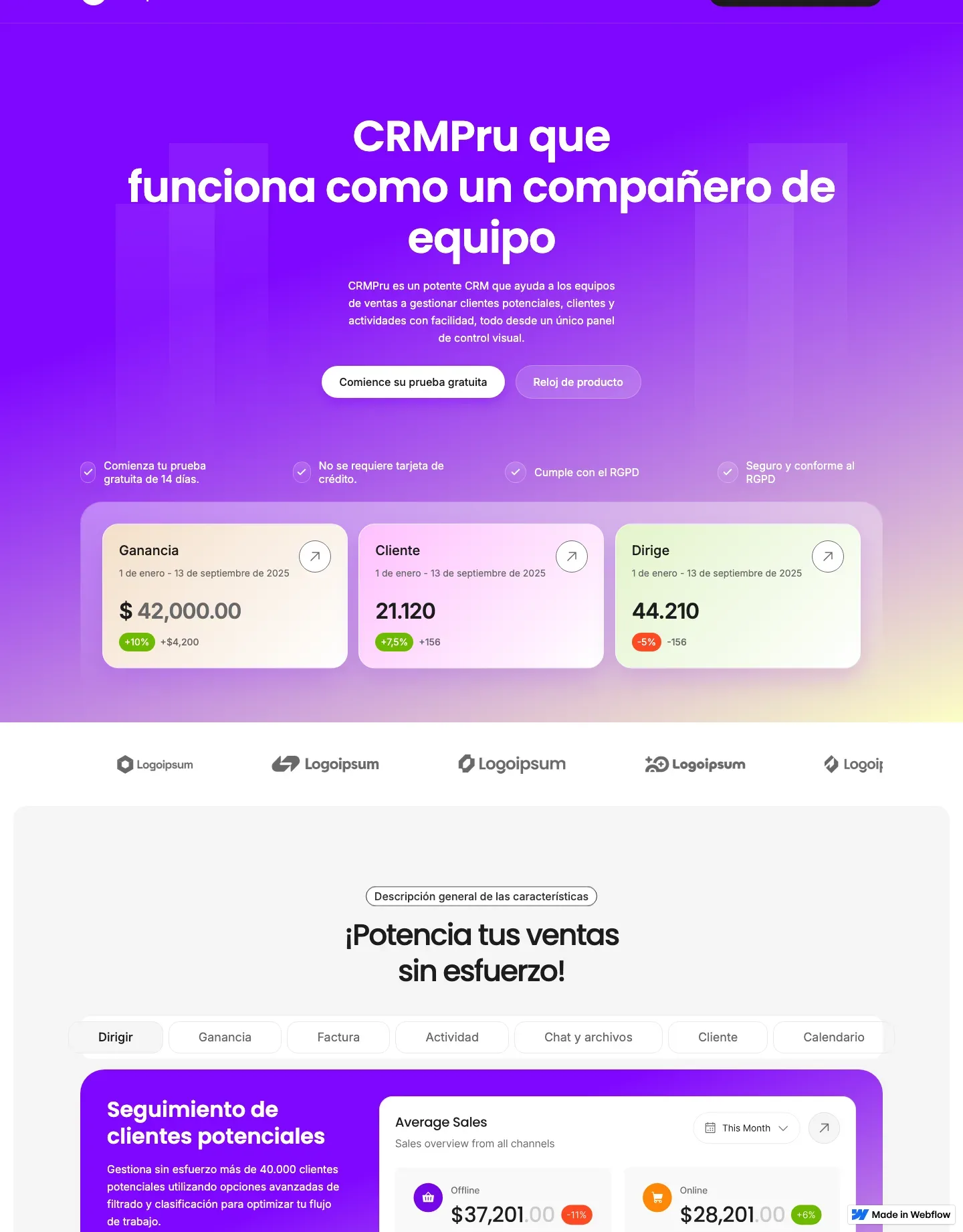 Diseño de página web para software y apps