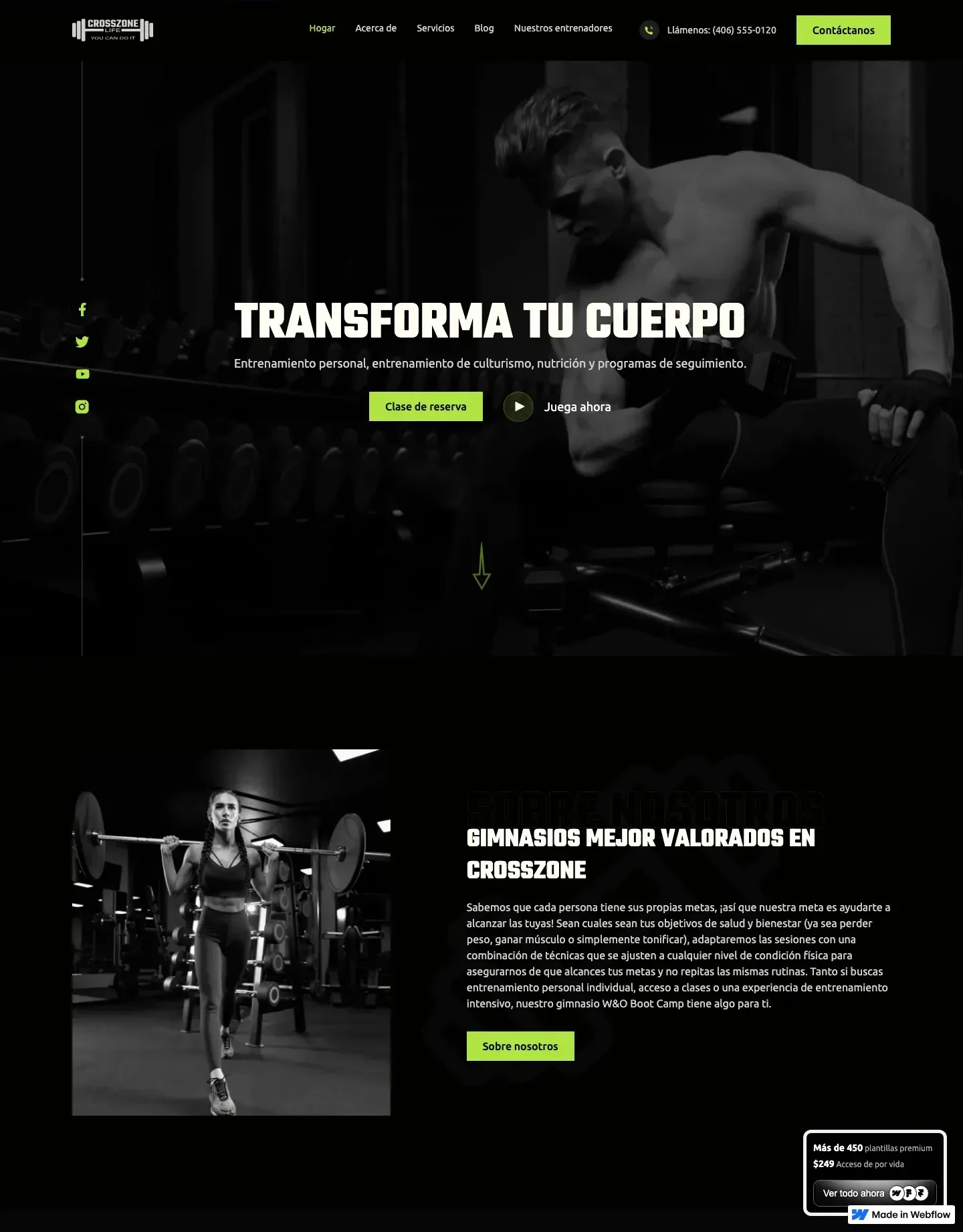 Diseño de página web para gimnasios