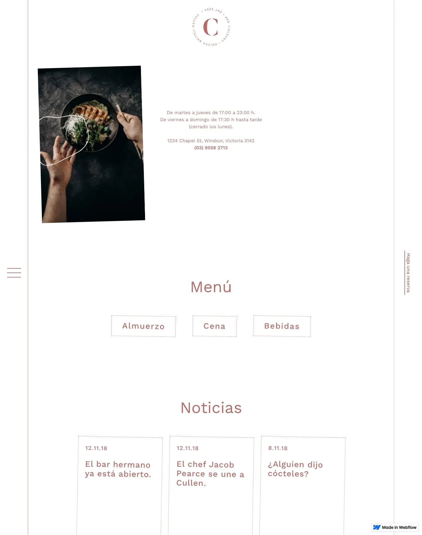 Diseño de página web para restaurantes y cafés