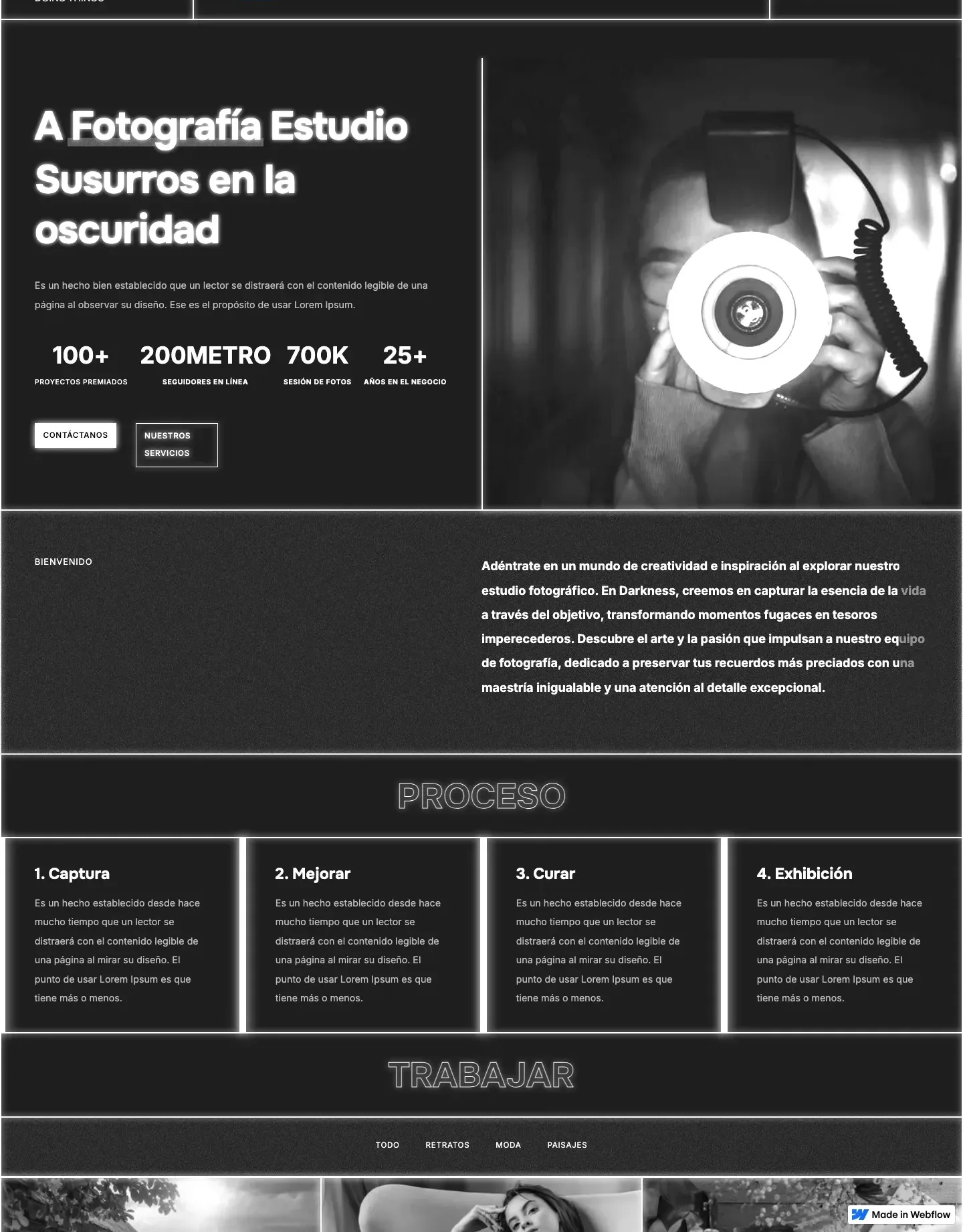 Diseño de página web para fotografía y eventos