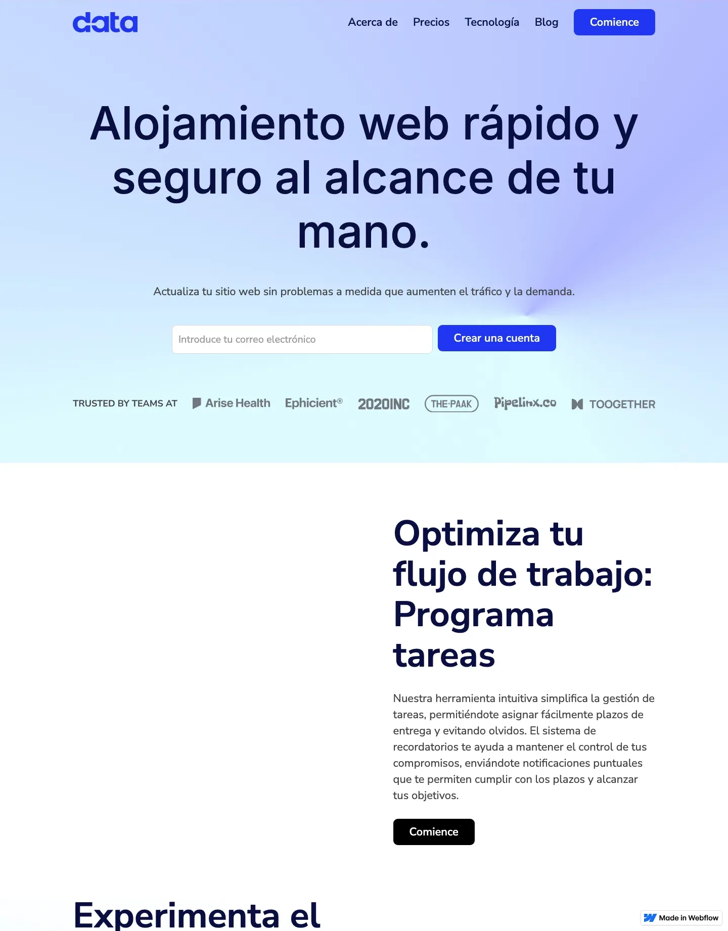 Diseño de página web para software y apps