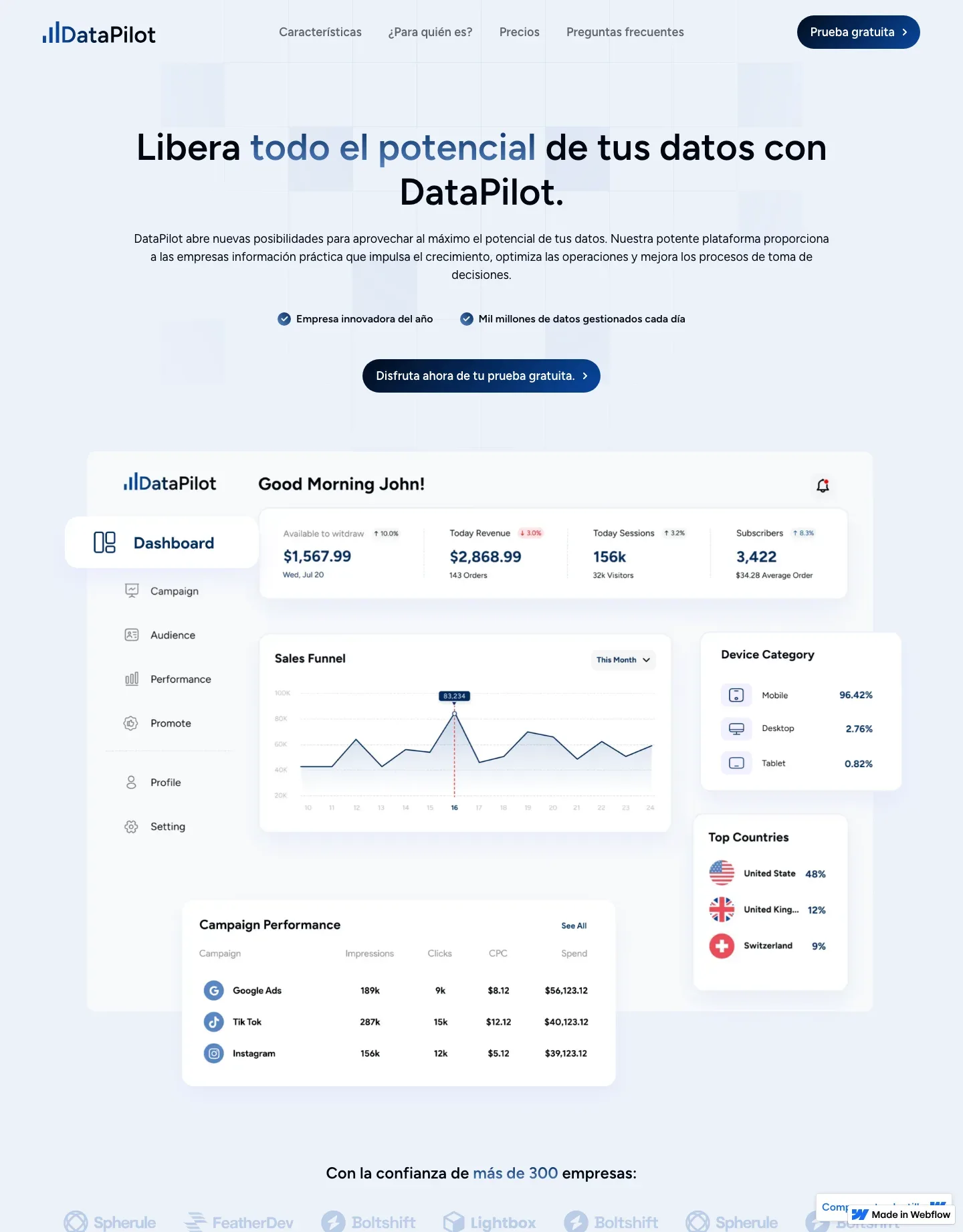 Diseño de página web para software y apps