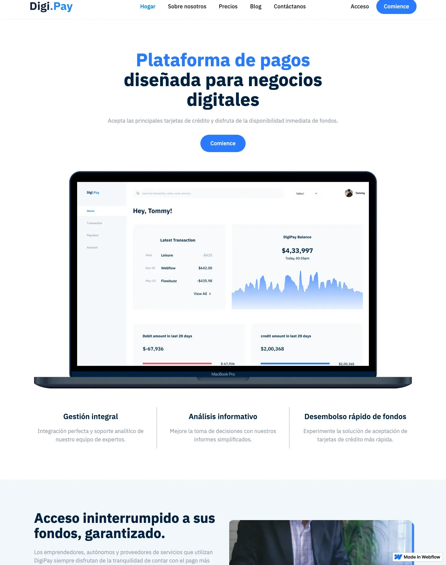 Diseño de página web para software y apps