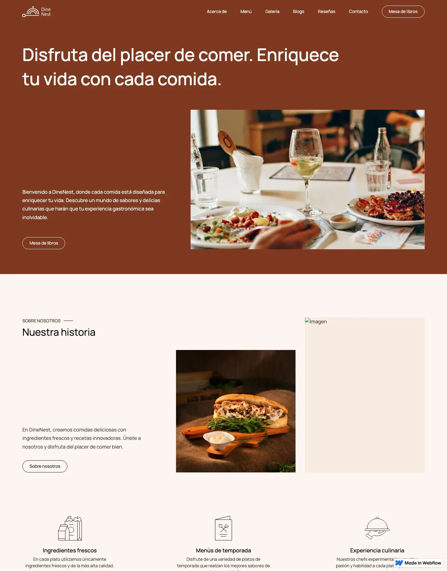Diseño de página web para restaurantes y cafés