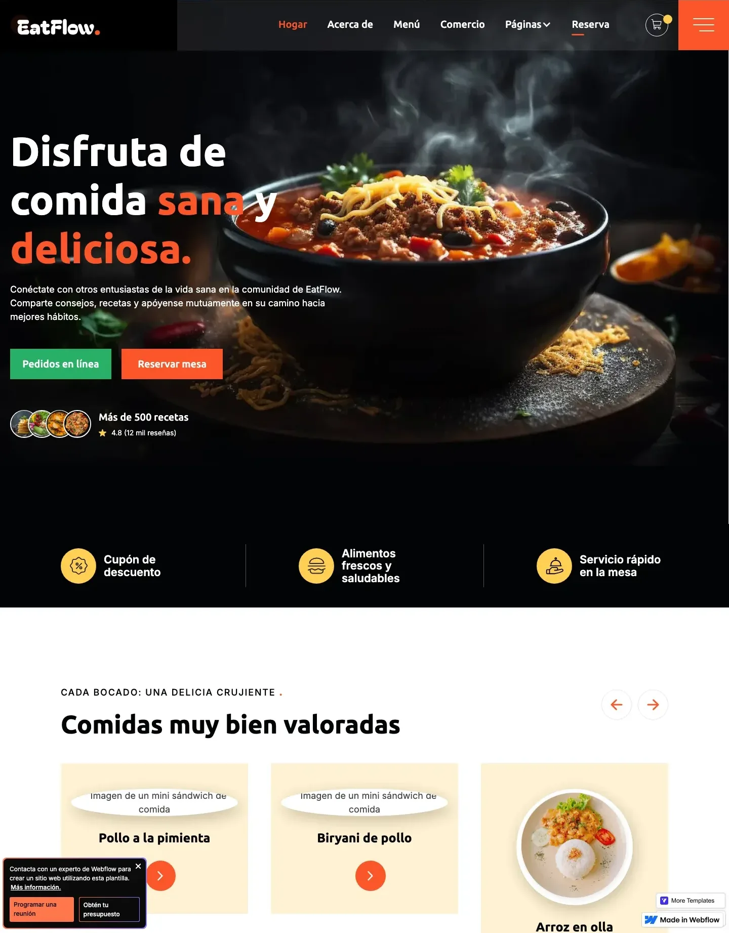 Diseño de página web para restaurantes y cafés