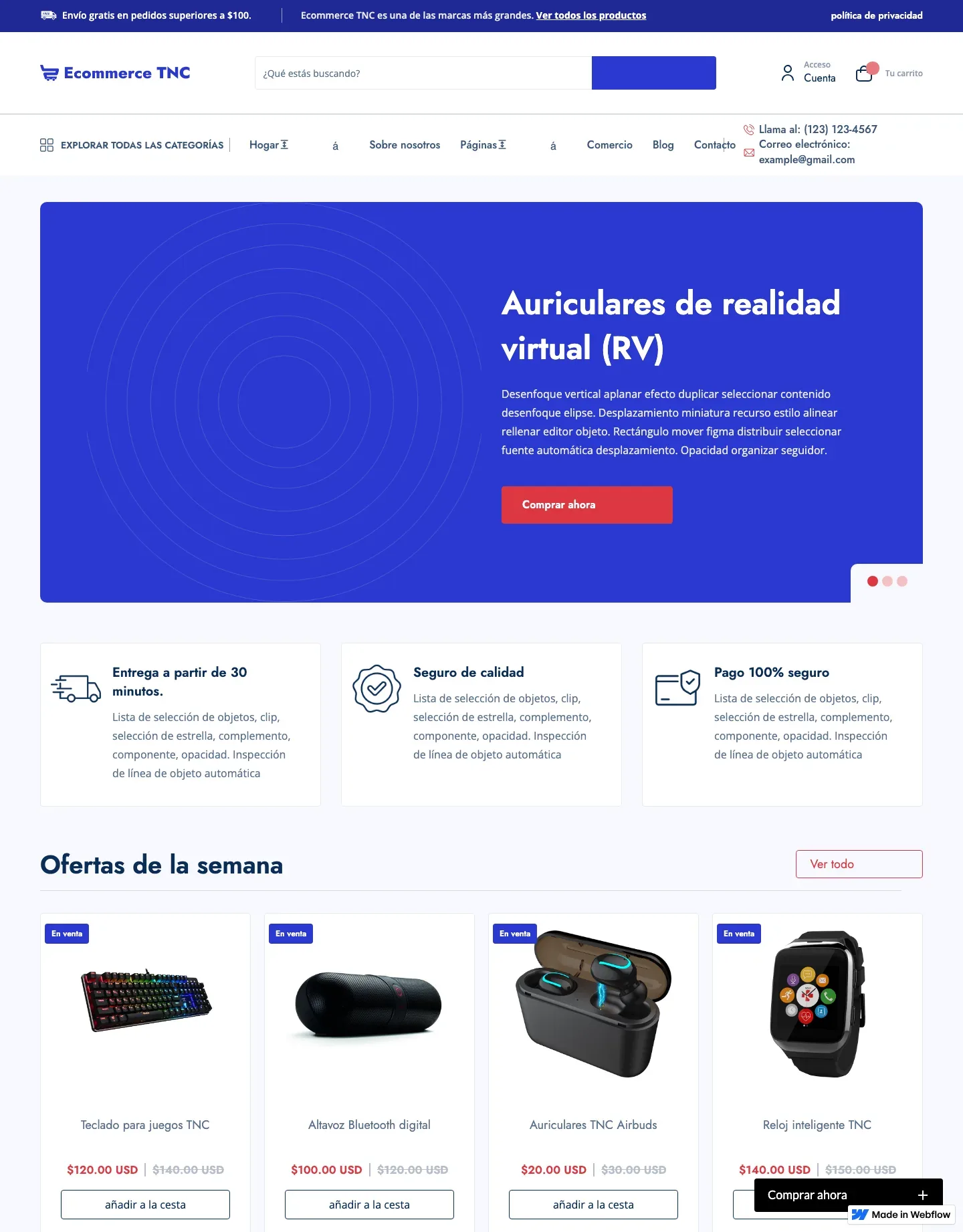 Diseño de página web para tienda en línea
